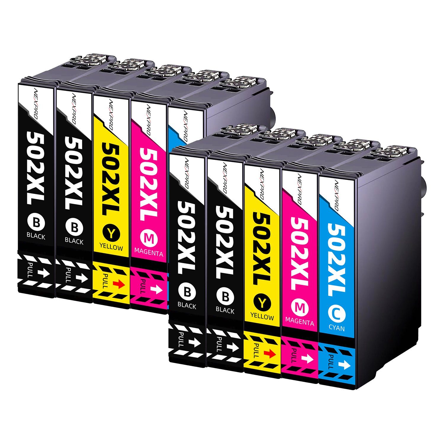 NEXPRO 10er Multipack für Epson 502 XL C13T02W64010 Tintenpatrone (Packung, 502XL Expression Home XP-5100 XP-5105, Workforce WF-2860 WF-2865)