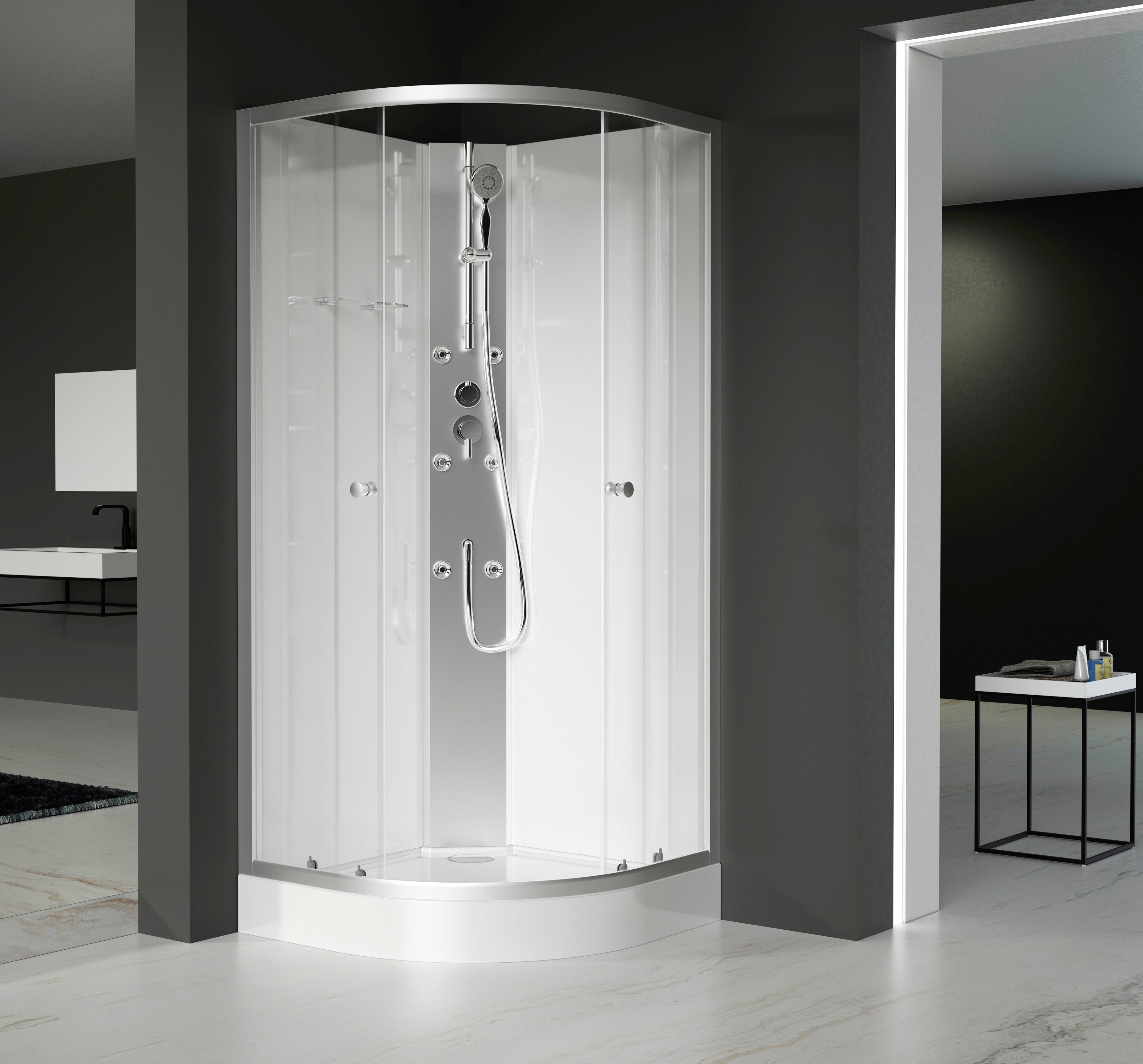 Marwell Komplettdusche White Oasis, BxT: 90x90 cm, Einscheibensicherheitsglas, inkl. Armaturen