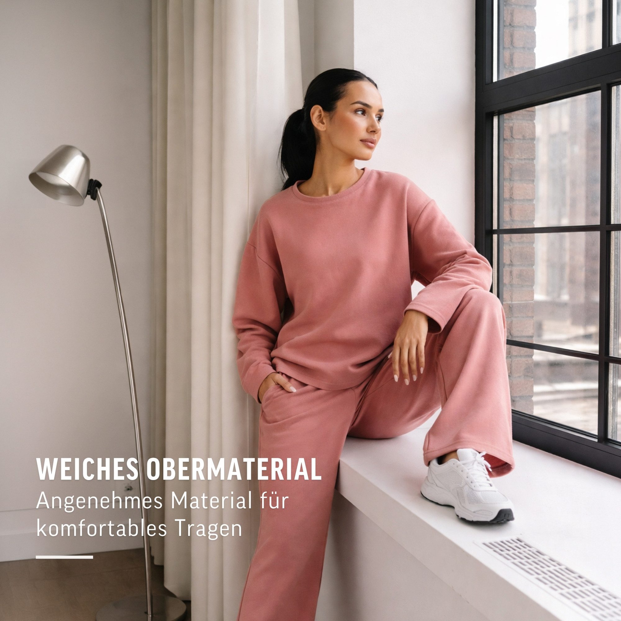 Smilodox Longsleeve Sirel, Langarmshirt Oversize Fit mit Rundhalsausschnitt, Sport Weiche Baumwolle, Lässige Silhouette, Rundhalsausschnitt, Alltag