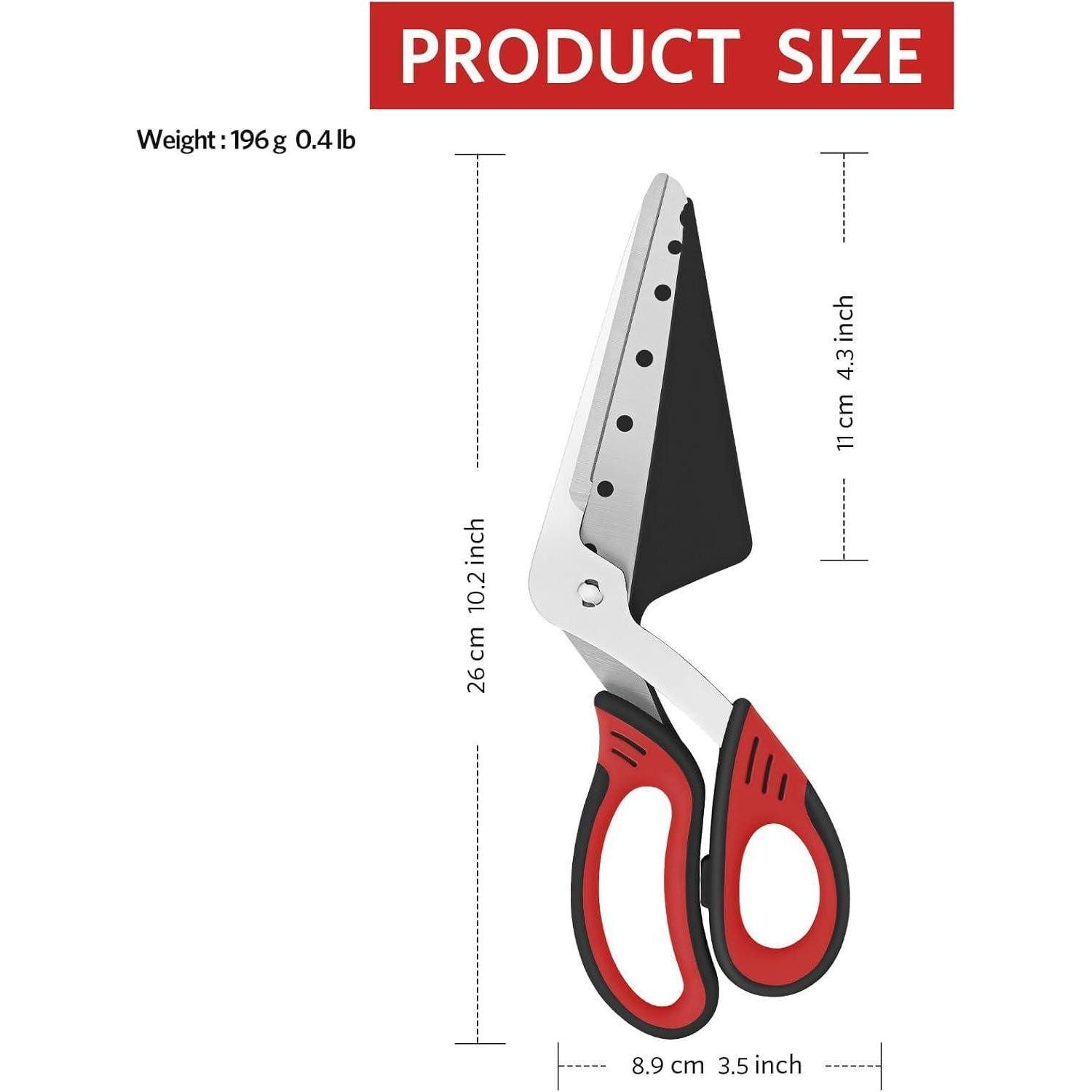 LuxusKollektion Pizzaschneider Pizzaschere Pizzaspachtel Edelstahlklingen Griff 27 cm Rot und Schwarz – Bild 5 von 5