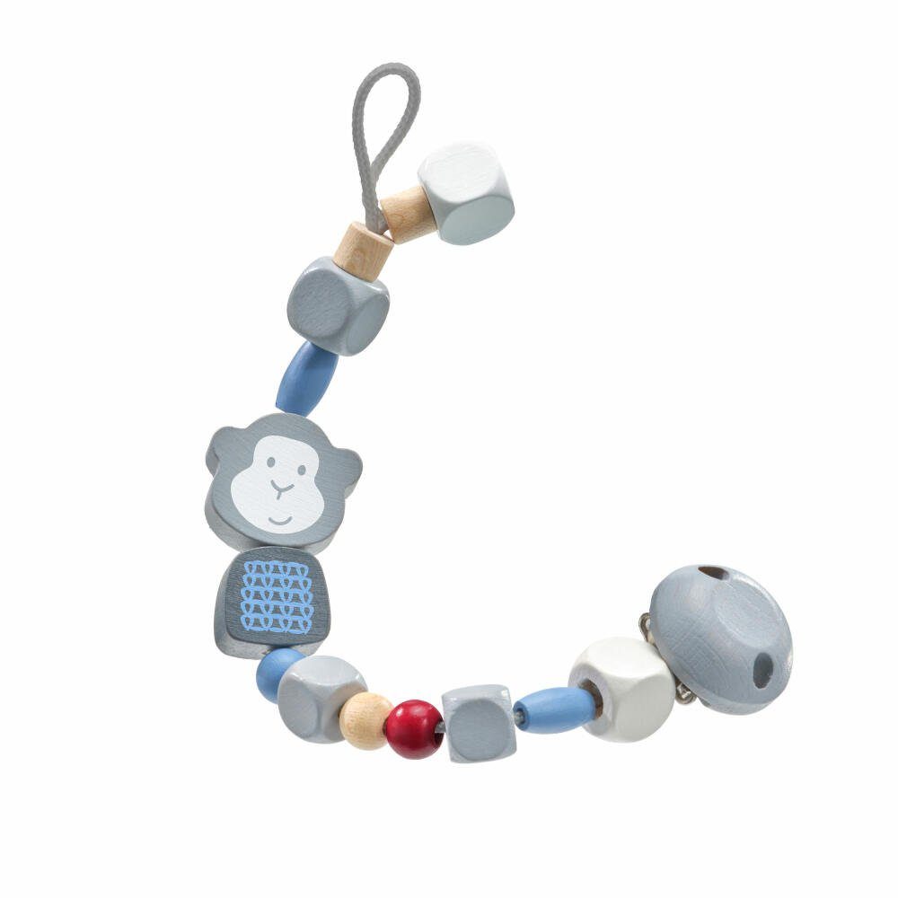 Schnullerbefestigung bellybutton Äffchenglück Schnullerkette Blau