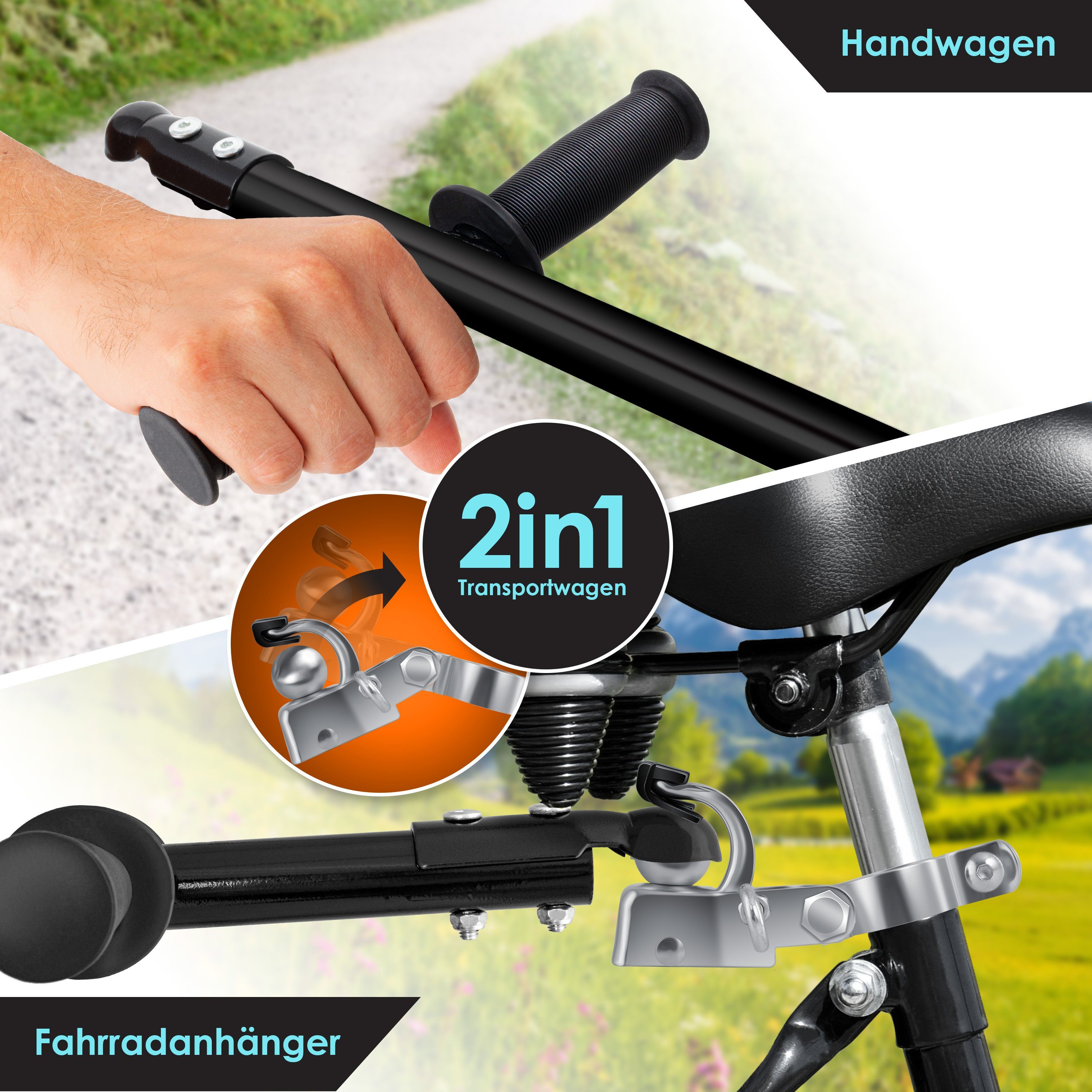 KESSER Fahrradlastenanhänger, Fahrradanhänger Lastenanhänger Handwagen mit Kupplung