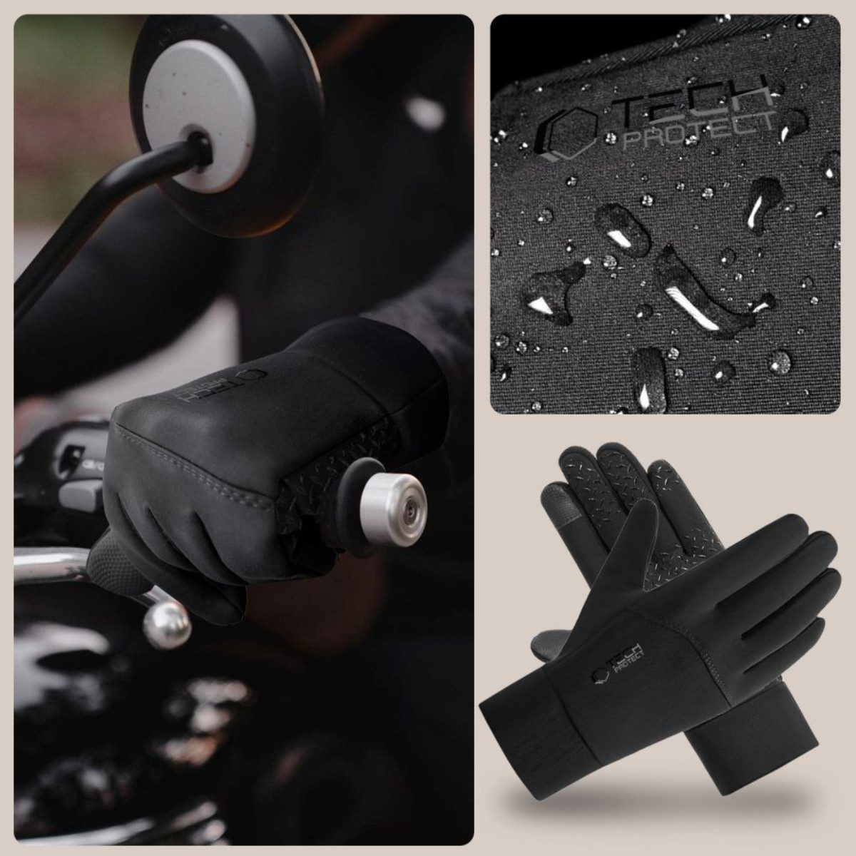 TECH PROTECT Thermohandschuhe WG01 Touchscreen-fähig mit wärmeisolierendem Innenfutter