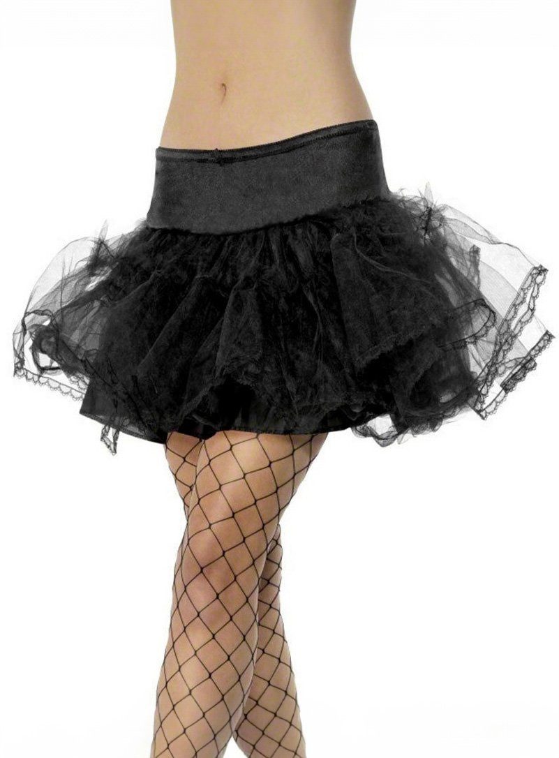 Metamorph Kostüm Schwarzer Petticoat mit breitem Saum, Klassischer Tüllrock günstig online kaufen