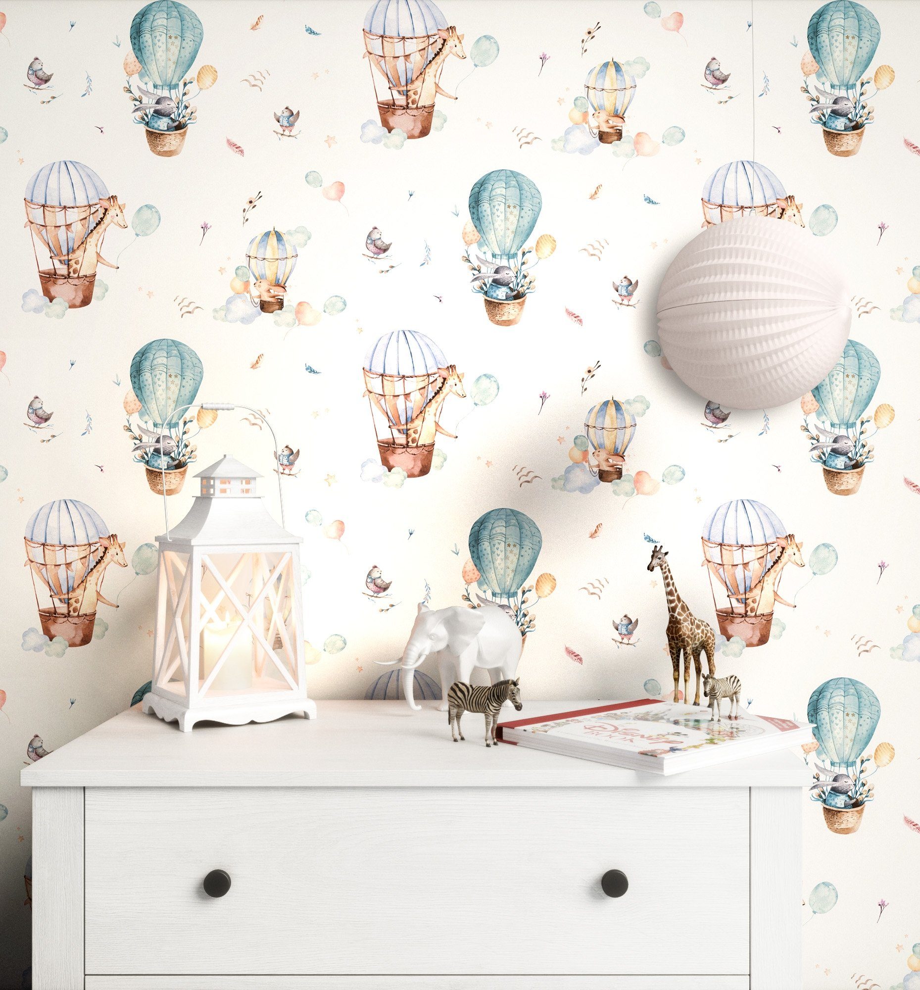 Newroom Vliestapete Baloon Blue Tapete Kindertapete Ballon,Tiere,Heißluftba günstig online kaufen