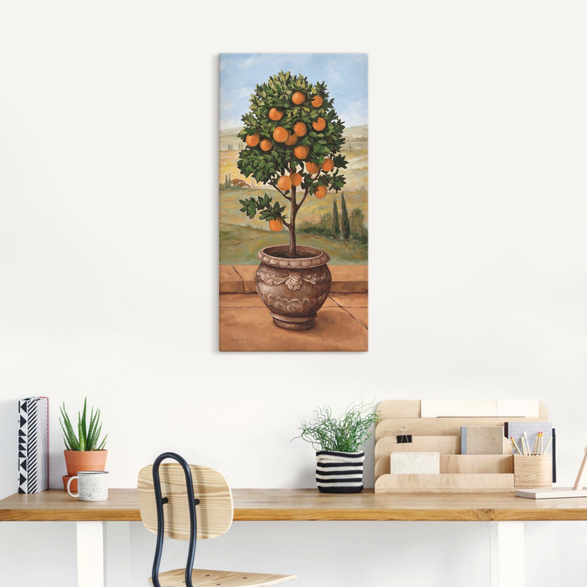 Artland Leinwandbild Orangenbaum, Bäume (1 St), auf Holzrahmen gespannt