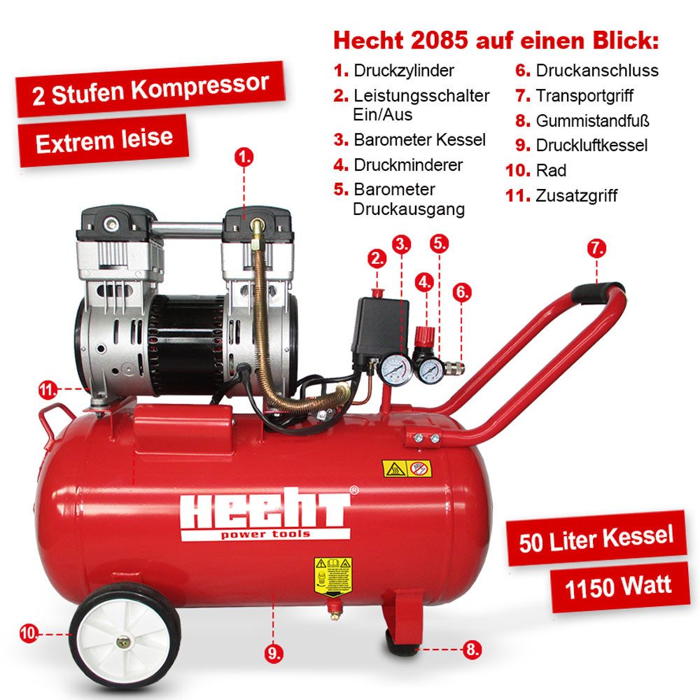Hecht Kompressor Flüsterkompressor 2085, 1150 W, günstig online kaufen