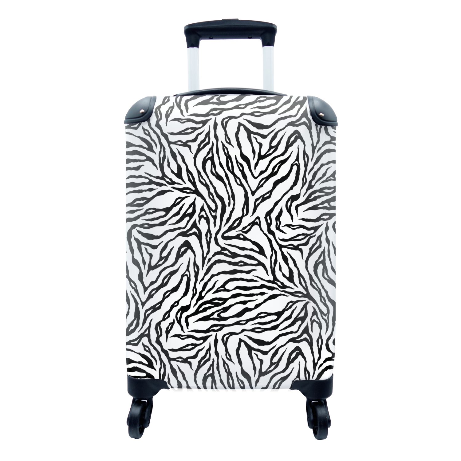 MuchoWow Handgepäckkoffer Tigerdruck - - Ferien, 4 Schwarz Handgepäck Reisetasche - Rollen, rollen, Muster, Trolley, für mit Reisekoffer Weiß - Tiere