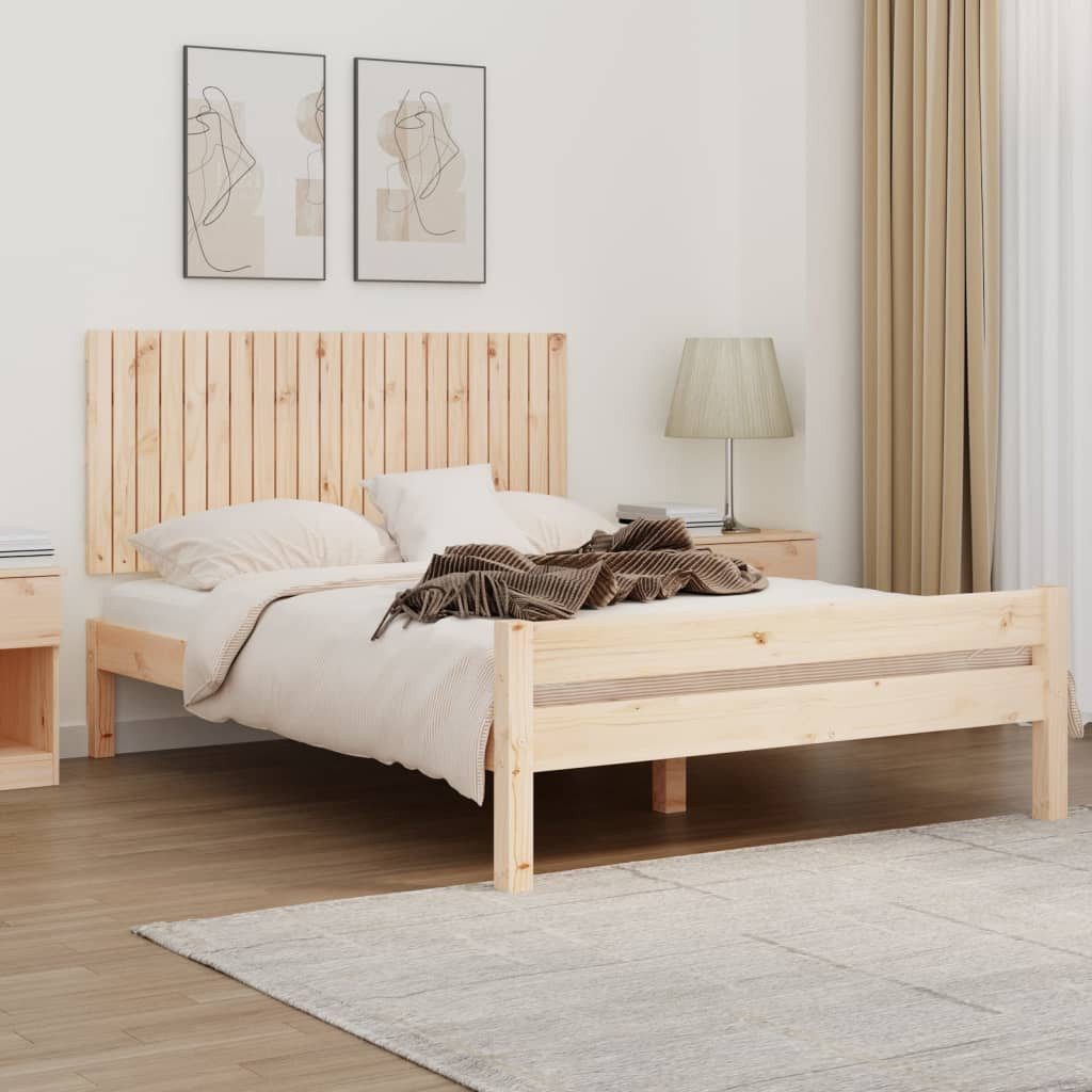 furnicato Bettgestell Wand-Kopfteil aus massivem Kiefernholz 140x3x60 cm naturfarben (1-tlg), Betthaupt mit rustikaler Astoptik, Sitzstütze zum Lesen, Wandmontage
