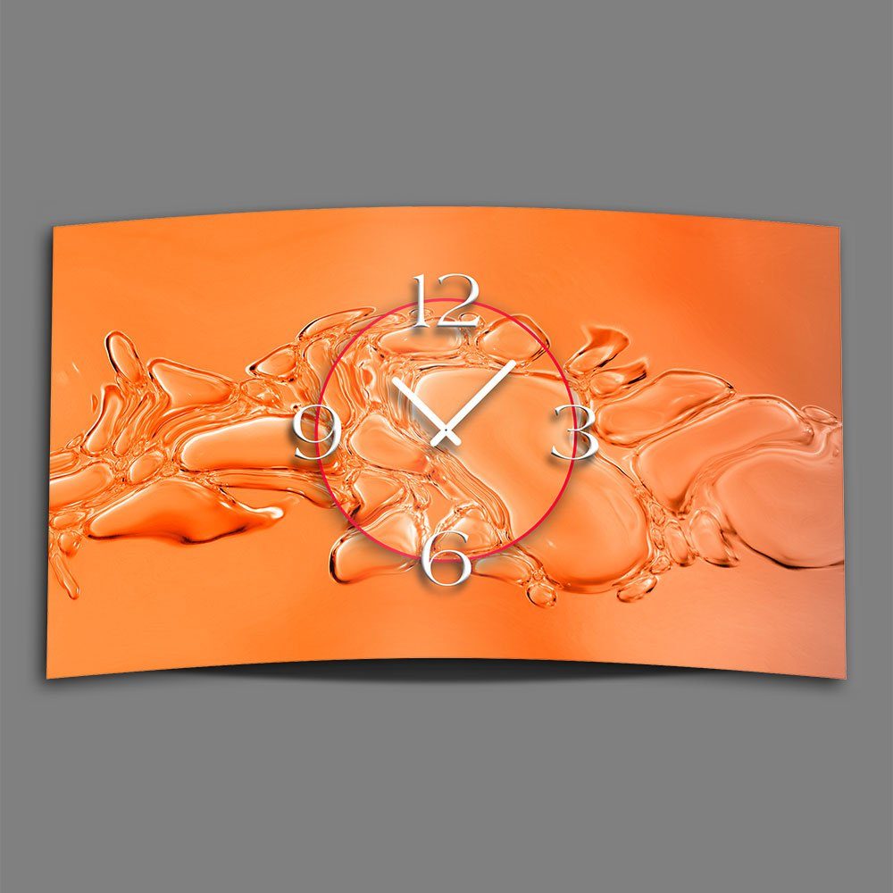 Art Alu-Dibond) 4mm Wanduhr apricot liquid Wanduhren modernes Wanduhr (Einzigartige Digital 3D-Optik dixtime aus Designer Design