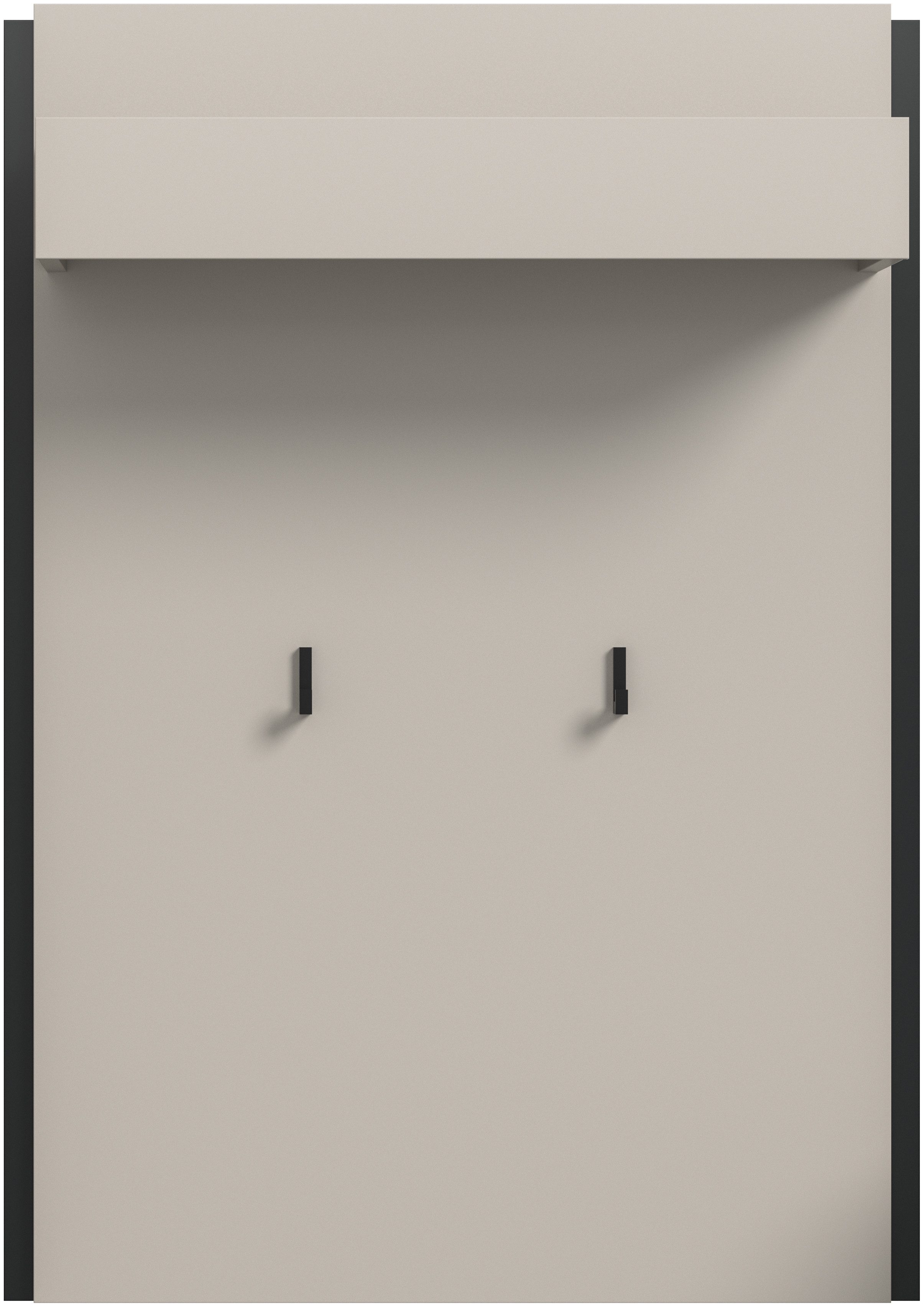 Home affaire Garderobenpaneel RAK, Breite 75 cm, 2 Garderobenhaken, 1 Kleiderstange, 1 Ablageboden, Flurgarderobe, Paneel, Wandgarderobe, Wandpaneel, Garderobe