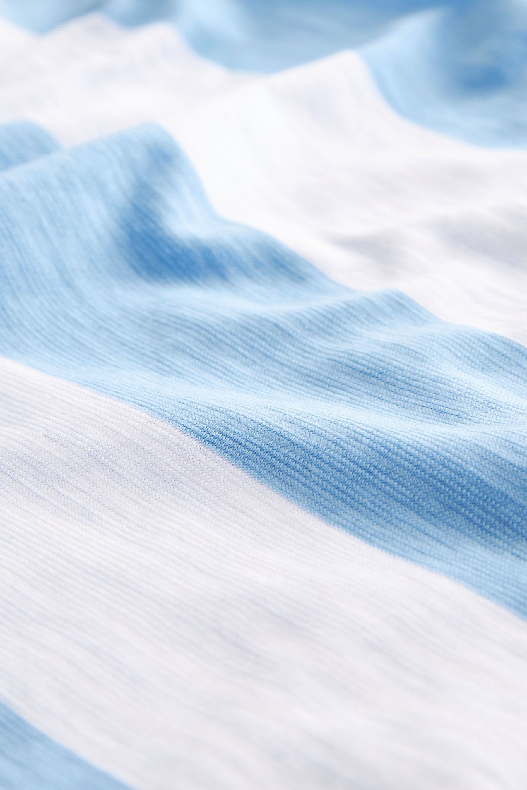 Next T-Shirt Kurzärmeliges Slub Blue T-Shirt Rundhalsausschnitt Chambray mit (1-tlg) Stripe
