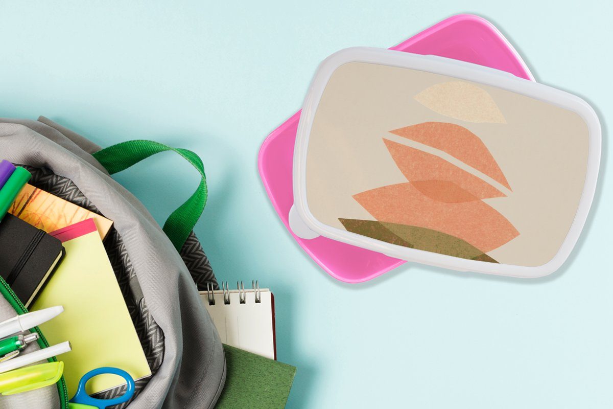 Kunststoff, MuchoWow Kinder, Abstrakt, Mädchen, Snackbox, Kunststoff Brotbox Pastell Brotdose Erwachsene, Farben - (2-tlg), rosa Formen Lunchbox - - für