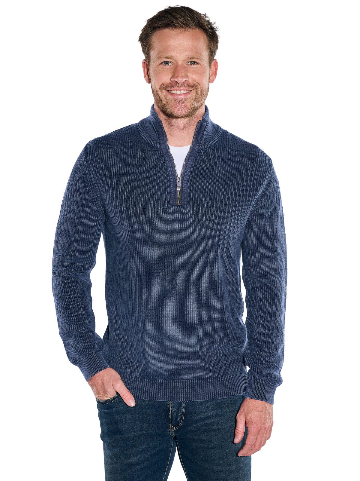 Engbers Stehkragenpullover Herren Pullover Polokragen, Saphirblau