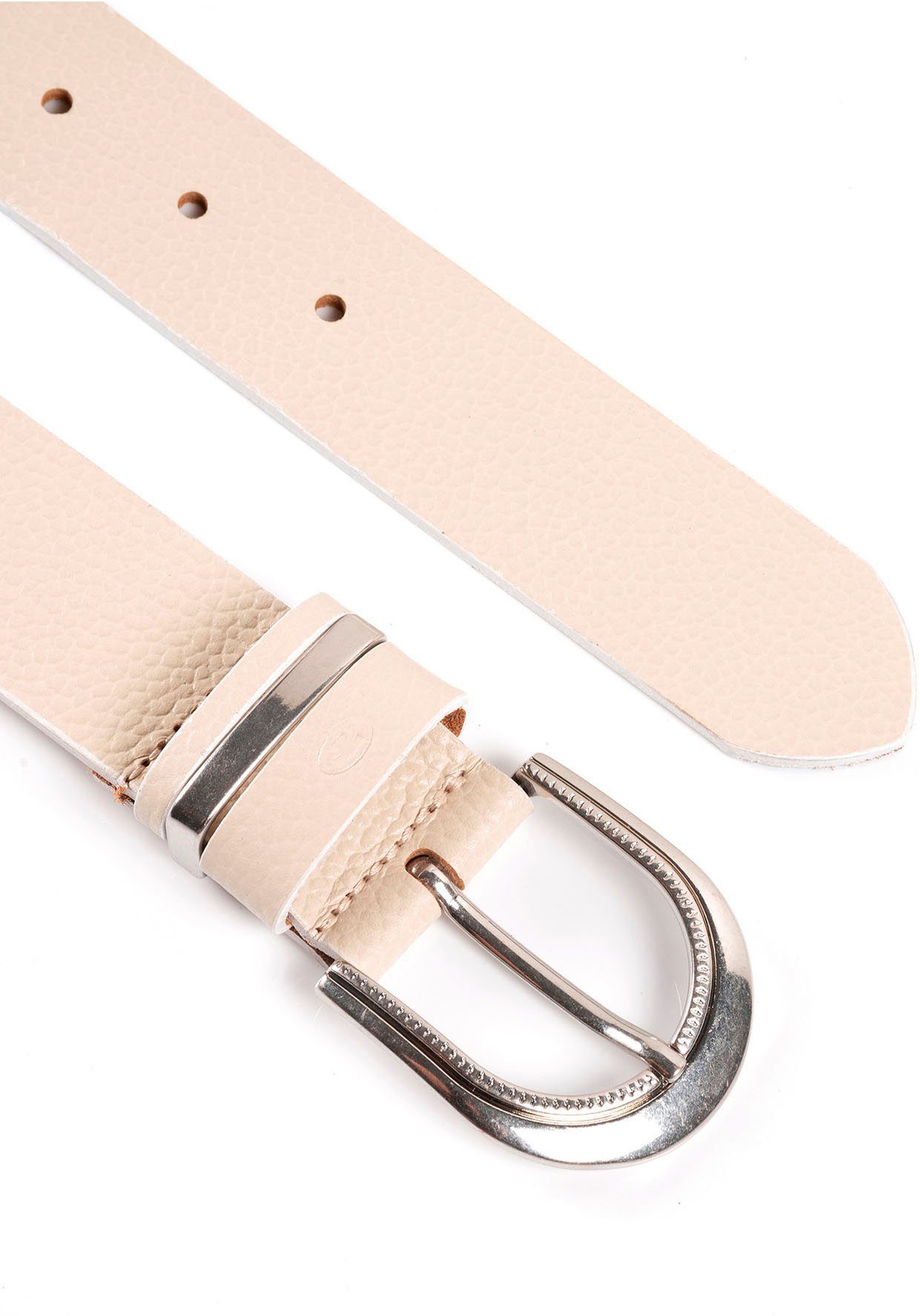 TOM TAILOR Ledergürtel TTSANDRA 3,5 cm breiter Damengürtel, genarbte Oberfläche, Schließe silberfarben