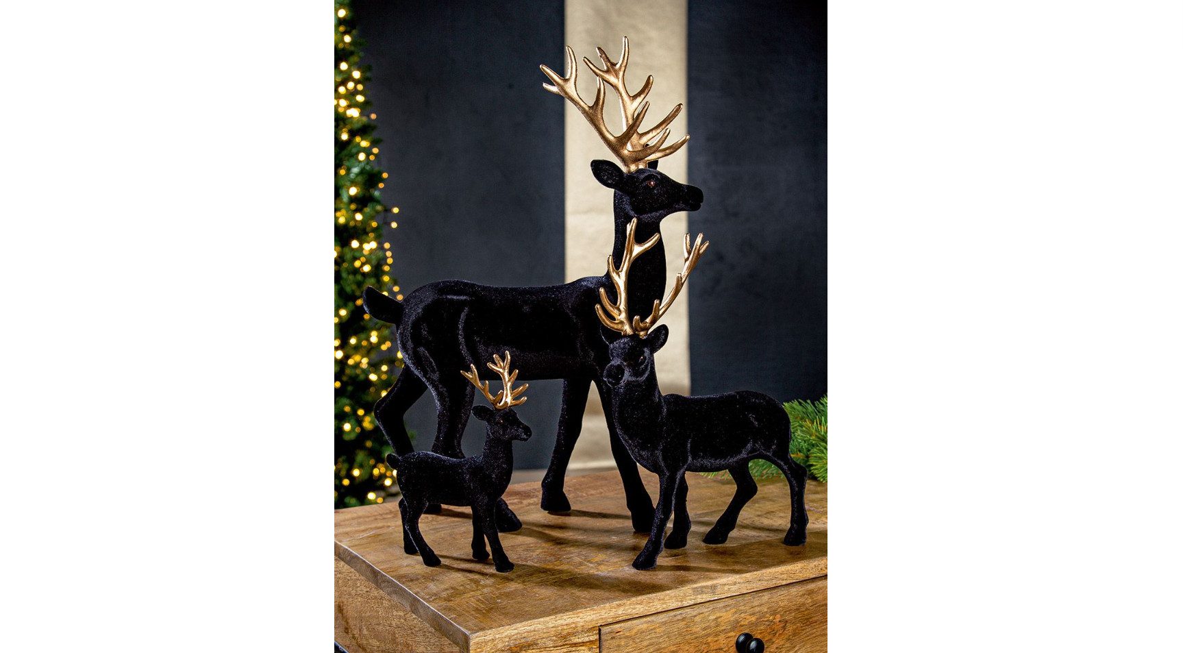 GILDE Weihnachtsfigur Harry Hirsch 2er-Set, 19cm schwarz