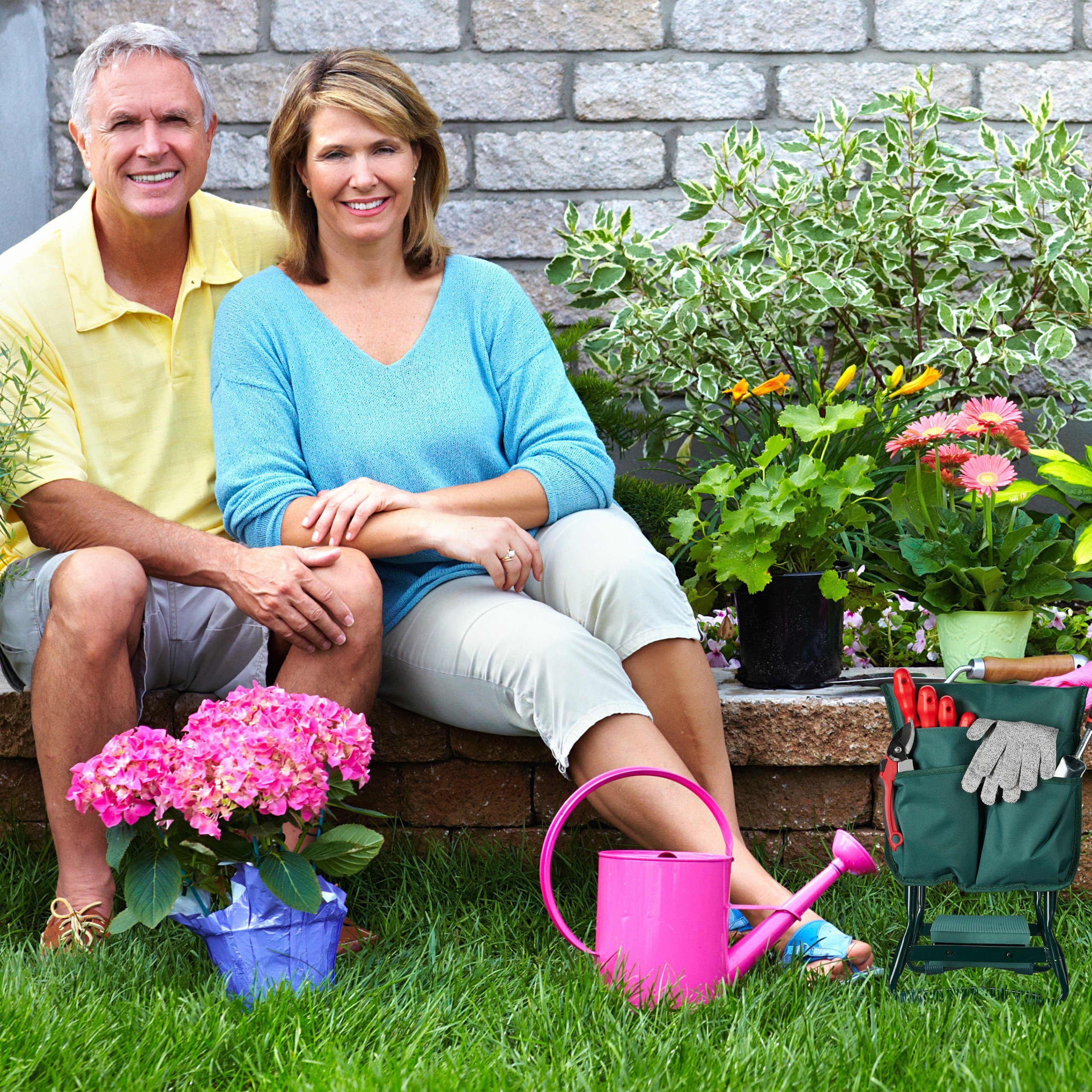 relaxdays Arbeitshocker Kniebank mit Taschen