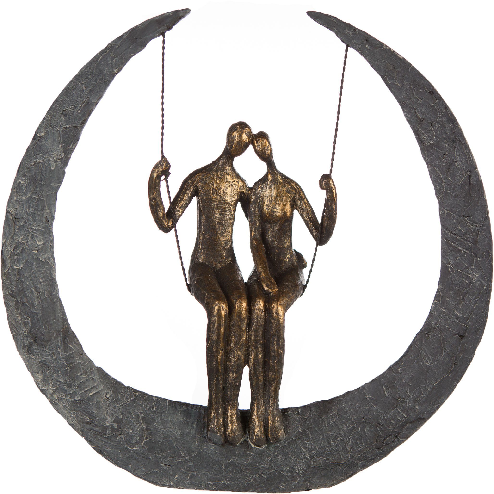 Dekofigur Skulptur Swing, bronzefarben/grau