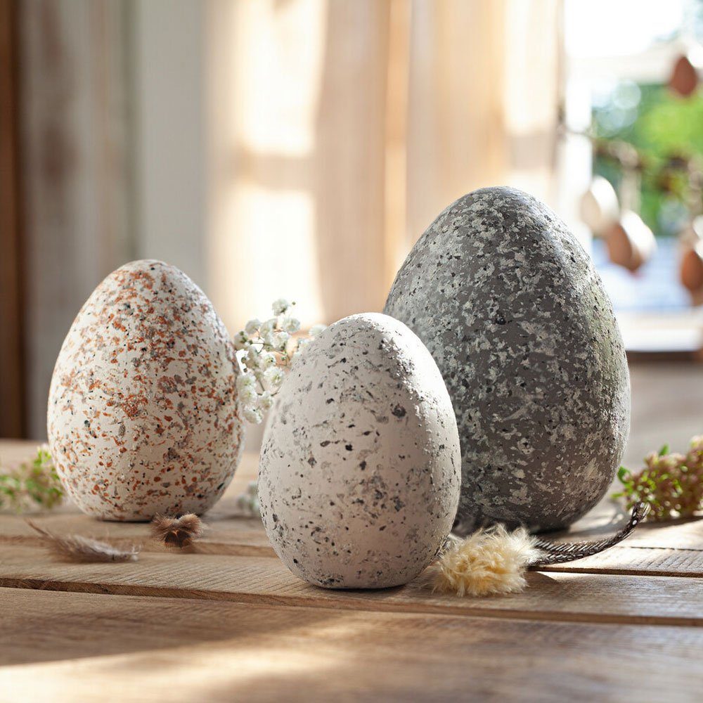 Home-trends24.de Osterei Deko Ei Tischdeko Figur Objekt Ostern Steineier Frühlingsdeko Edel