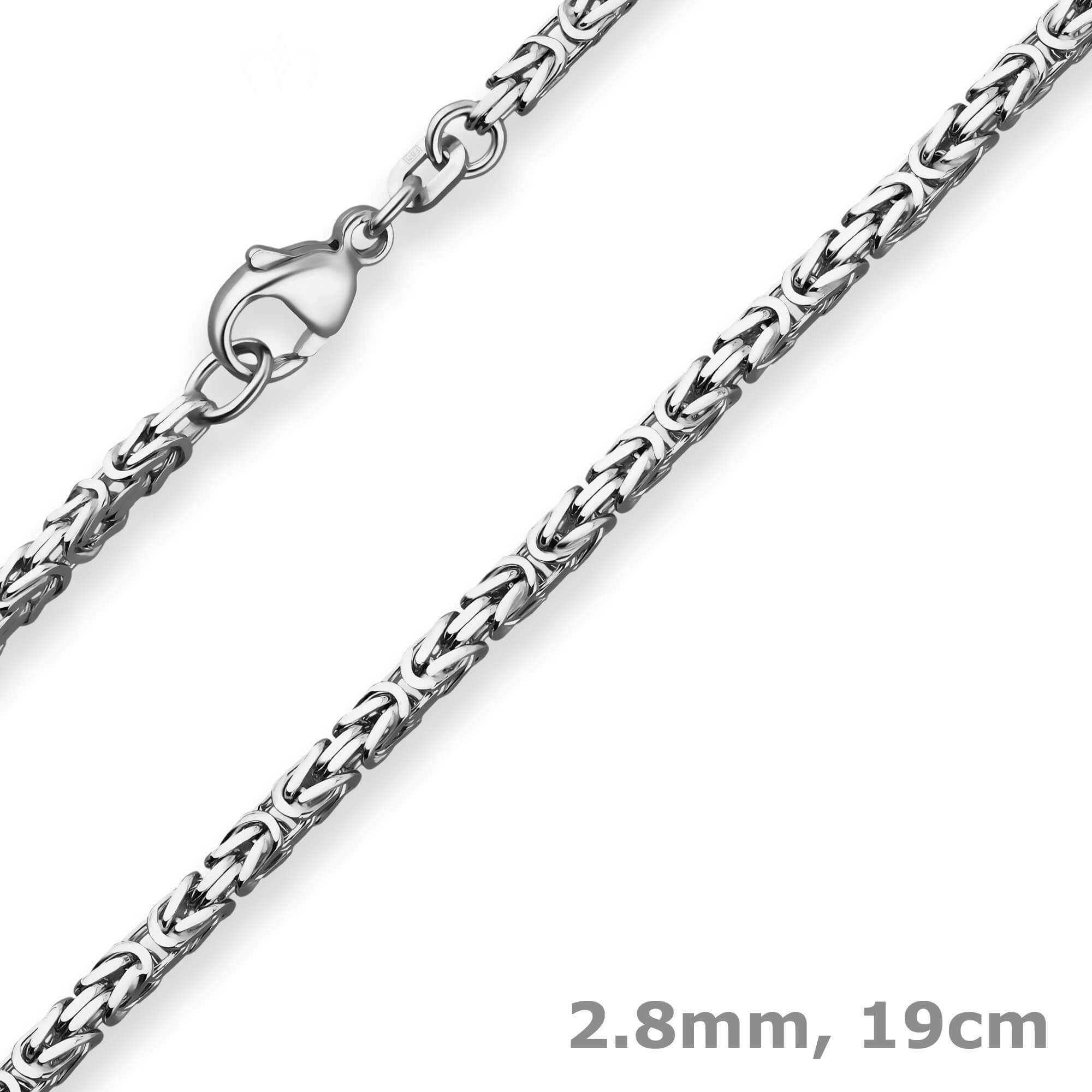 Schmuck Krone Königsarmband 2,8mm Armband Königskette aus 925 Silber rhodiniert 19cm, Silber 925