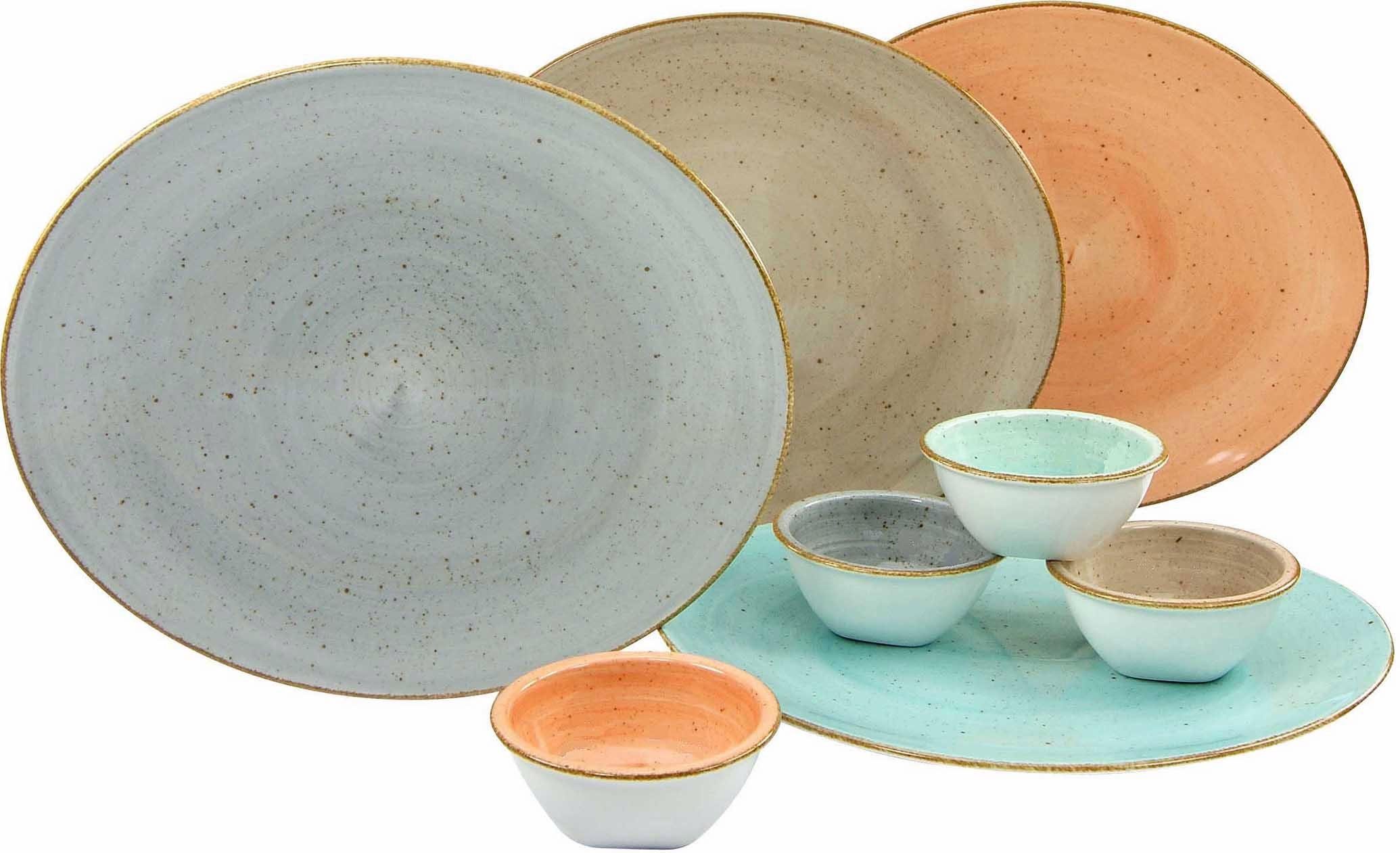 CreaTable Стейк тарелка Essteller VINTAGE NATURE, (8 St), Тарелки Set für 8 Personen, Porzellan