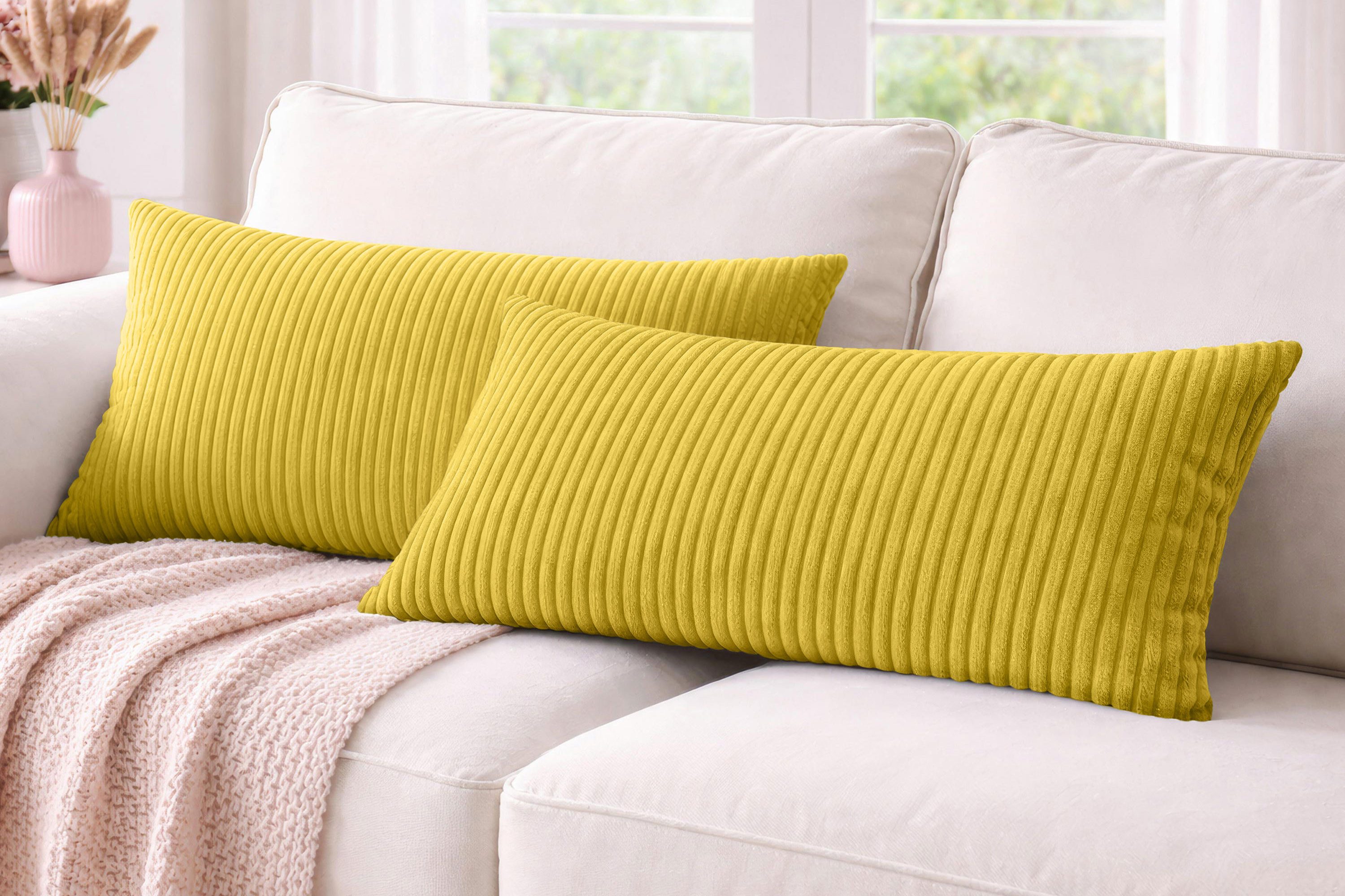 Amilian Dekokissen 40x80 cm 2er Set mit Füllung – Cord-Optik Sofakissen, mit Füllung und Bezug, formstabil, Hotelverschluss