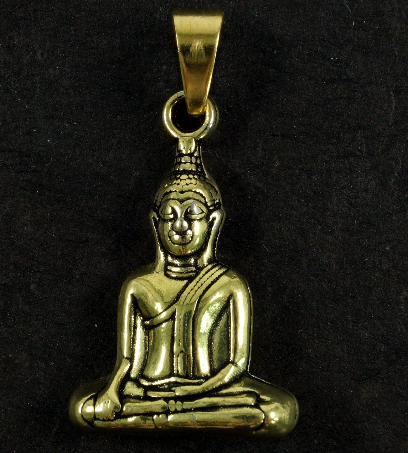 Guru-Shop Kettenanhänger Buddha Kettenanhänger aus Messing - gold