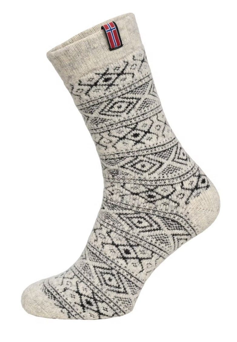 HomeOfSocks Носки Wollsocke Skandinavisch Flag Norwegen wollweiss/anthrazit - 1 Paar