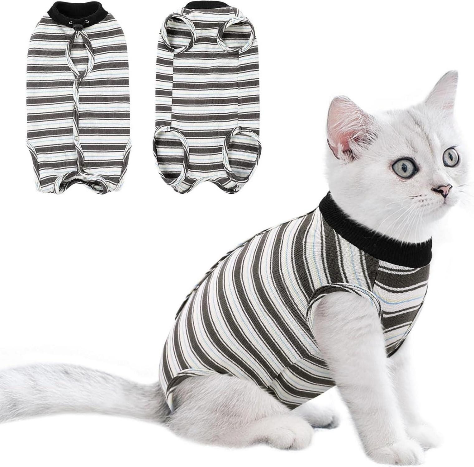 LuxusKollektion Schutzkragen Katzen Genesungskleidung Schwarz M, Post-Op Body nach Kastration