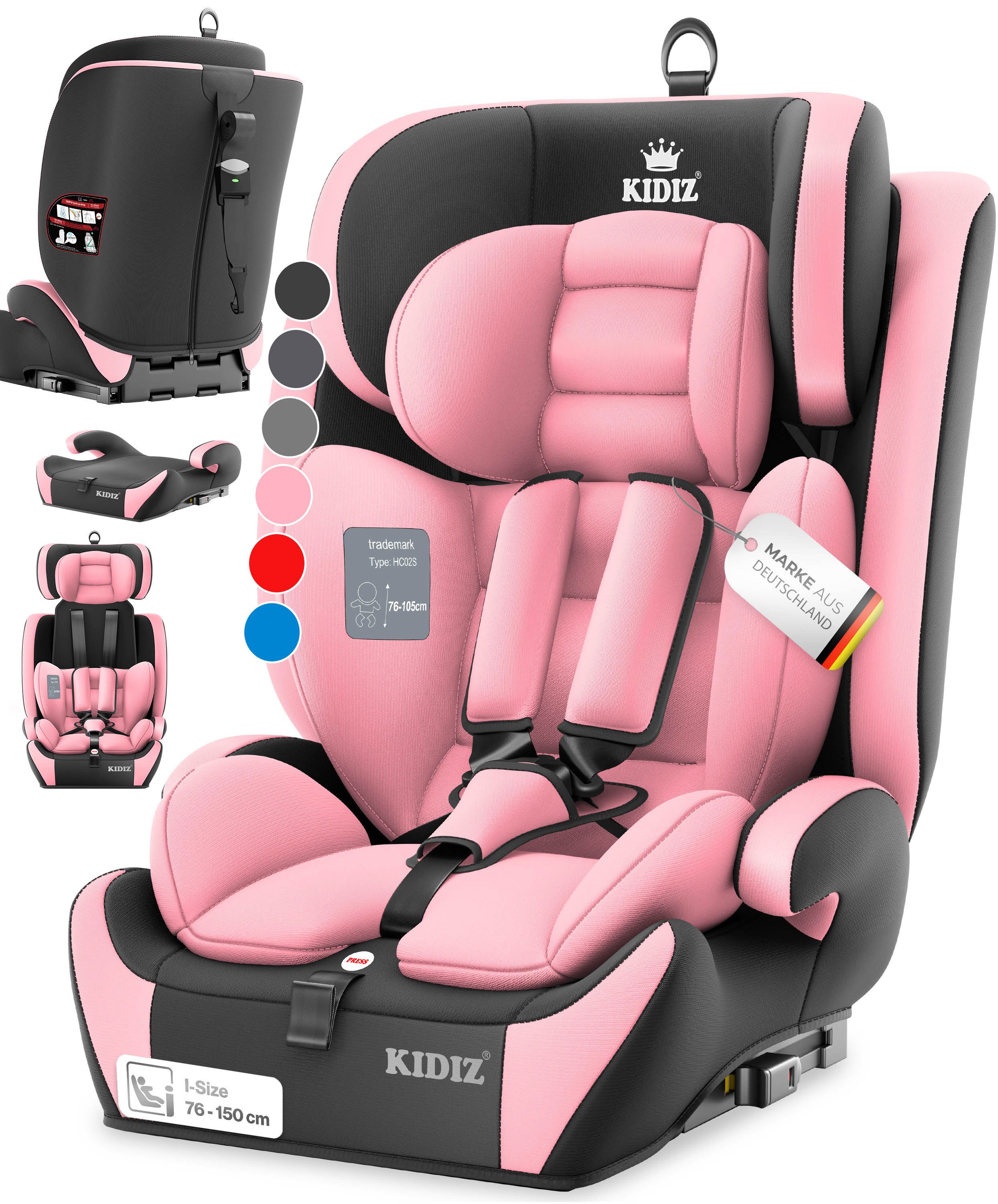 KIDIZ Autokindersitz Kinderautositz 1-12 Jahre, Mitwachsend, Gruppe 1+2+3, 9-36 kg Autositz, Kindersitz mit 5-Punkt-Sicherheitsgurt & einstellbare Kopfstütze