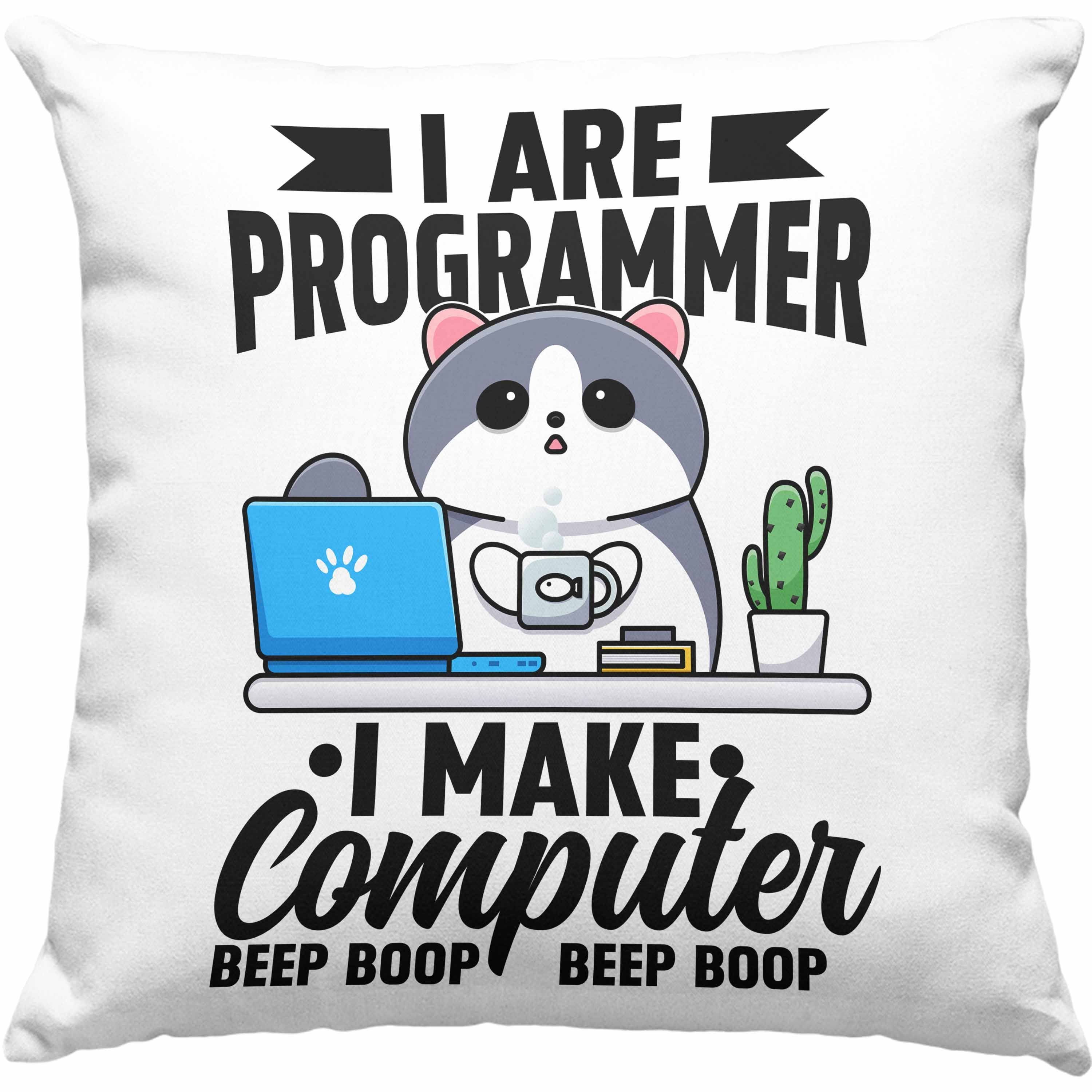 Boop Programmierer Humor Make Lustiger Are mit Geschenk Grün Füllung 40x40 Beep Dekokissen Computer Trendation Kissen - I Spruch I Programmer Lustige Dekokissen Trendation