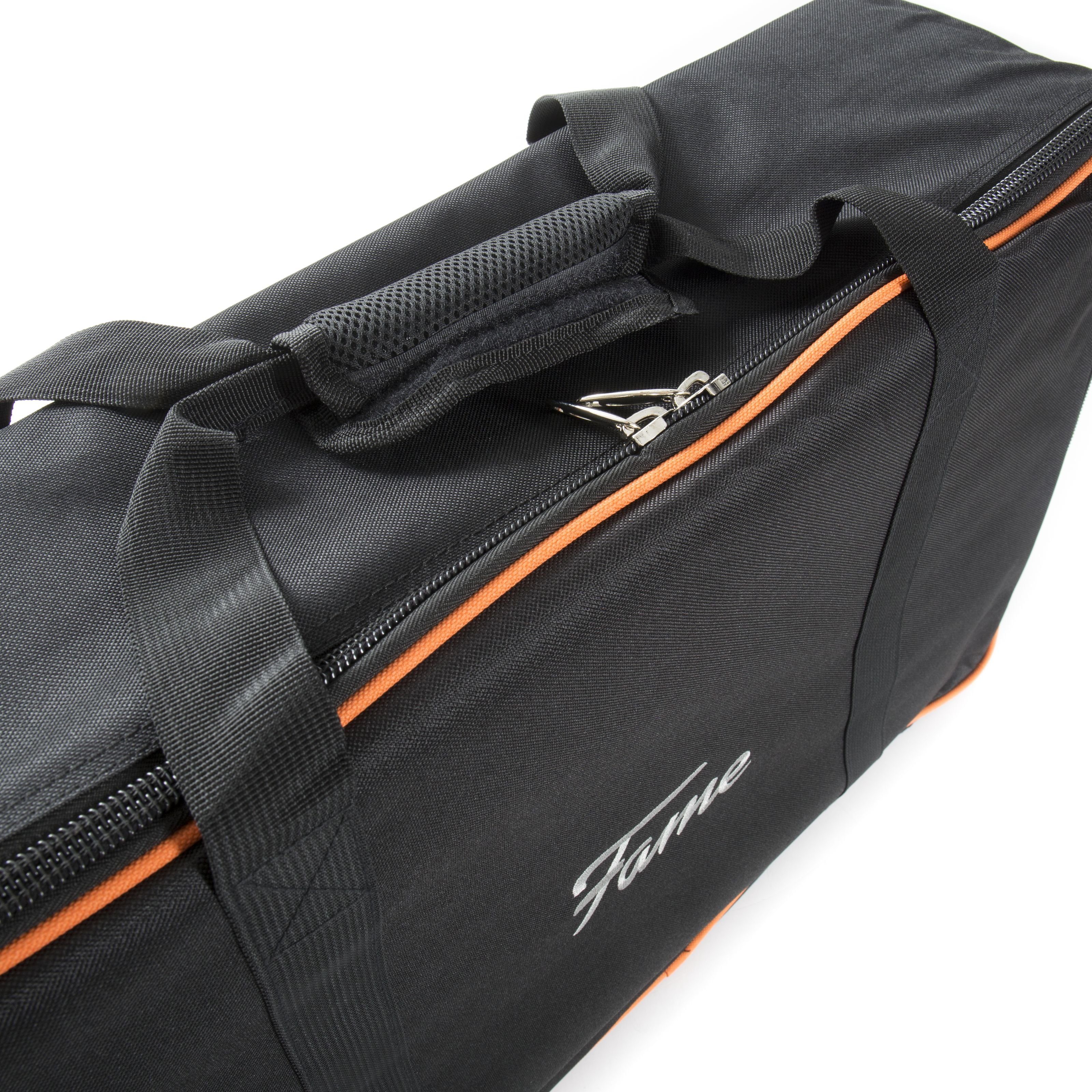 FAME Gitarrentasche (Premium Large Pedalboard Tasche Wetterfest Stabil Effektgeräte Tasche mit Rucksackgarnitur Zubehörfach Inklusive Polsterung Innengurte zur Fixierung Oxford Black, Gitarrenkoffer und Gitarrentaschen, Taschen für Effektgeräte), Pedalboard Tasche, Wetterfest, Stabil