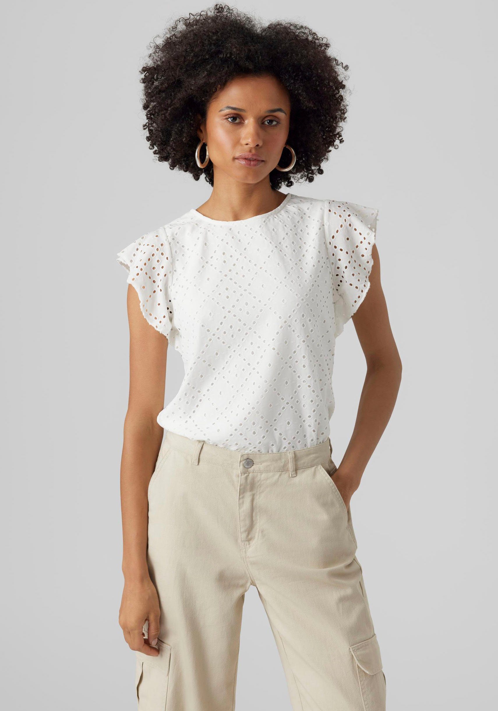 Vero Moda Rundhalsshirt VMTASSA SL FRILL günstig online kaufen