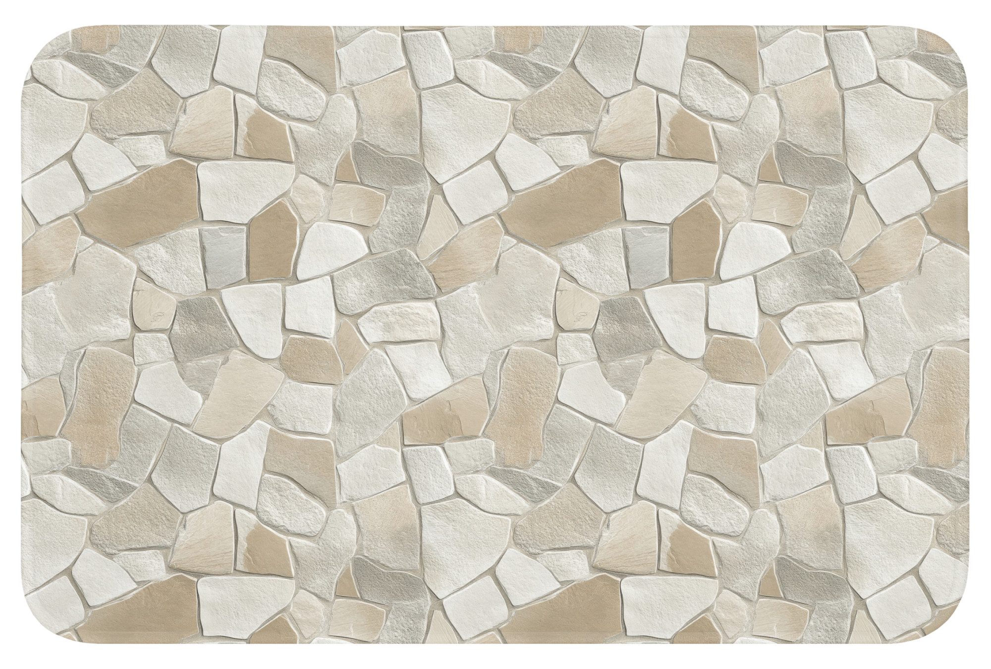 OnlyWow Badematte Mosaik - Steine - Beige, Höhe 10 mm, Polyester, Rechteckig, Badezimmerteppich, Badteppich, Rutschfest, Badvorleger, Waschbar