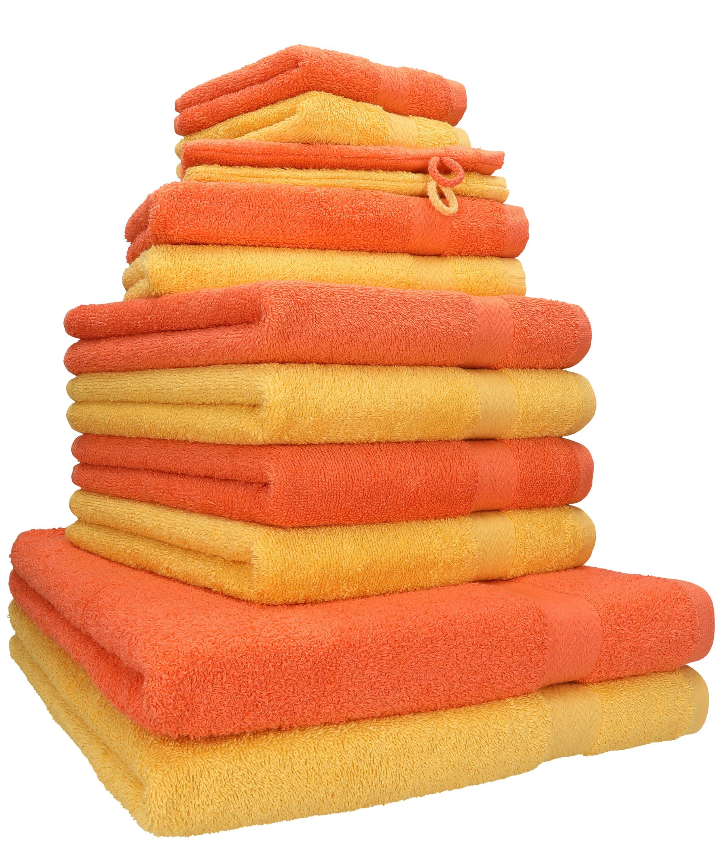 Set (12-tlg) Handtuch Premium Handtuch-Set honiggelb/blutorange, Baumwolle, Betz 12-TLG.