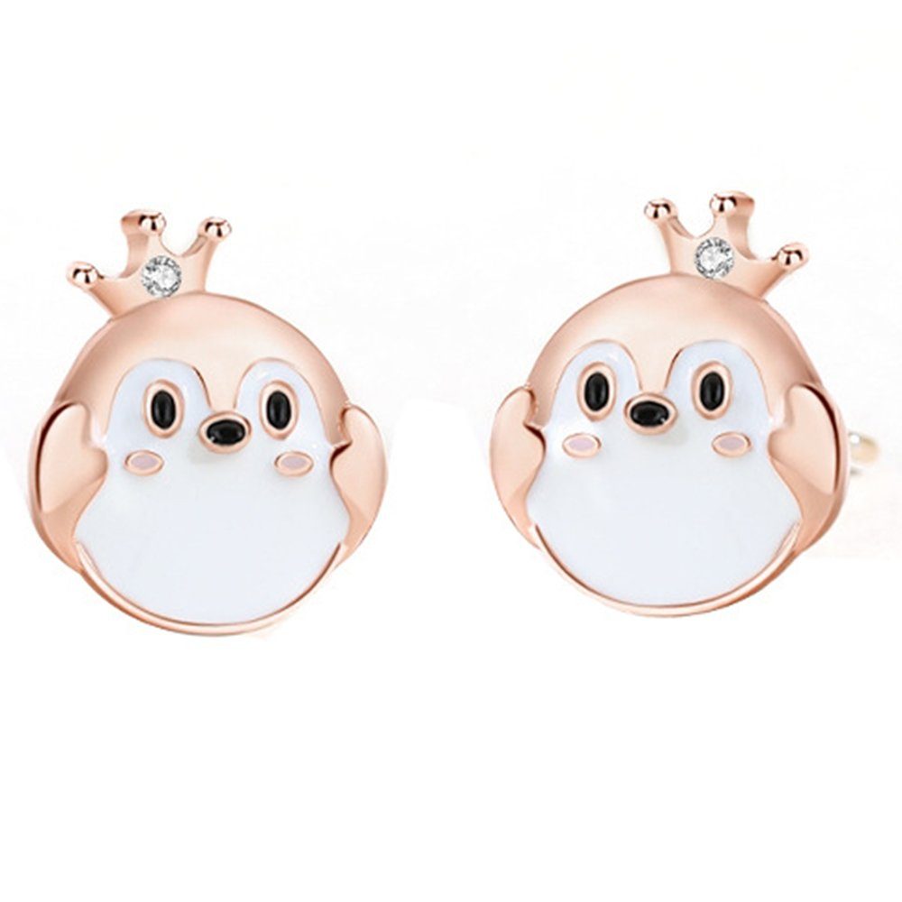 Haiaveng Paar Ohrhänger s925 Crown Ohrringe Frauen, Sterlingsilber-Ohrringe, für Penguin Ohrringe süße kleine Pinguin-Ohrringe, Little
