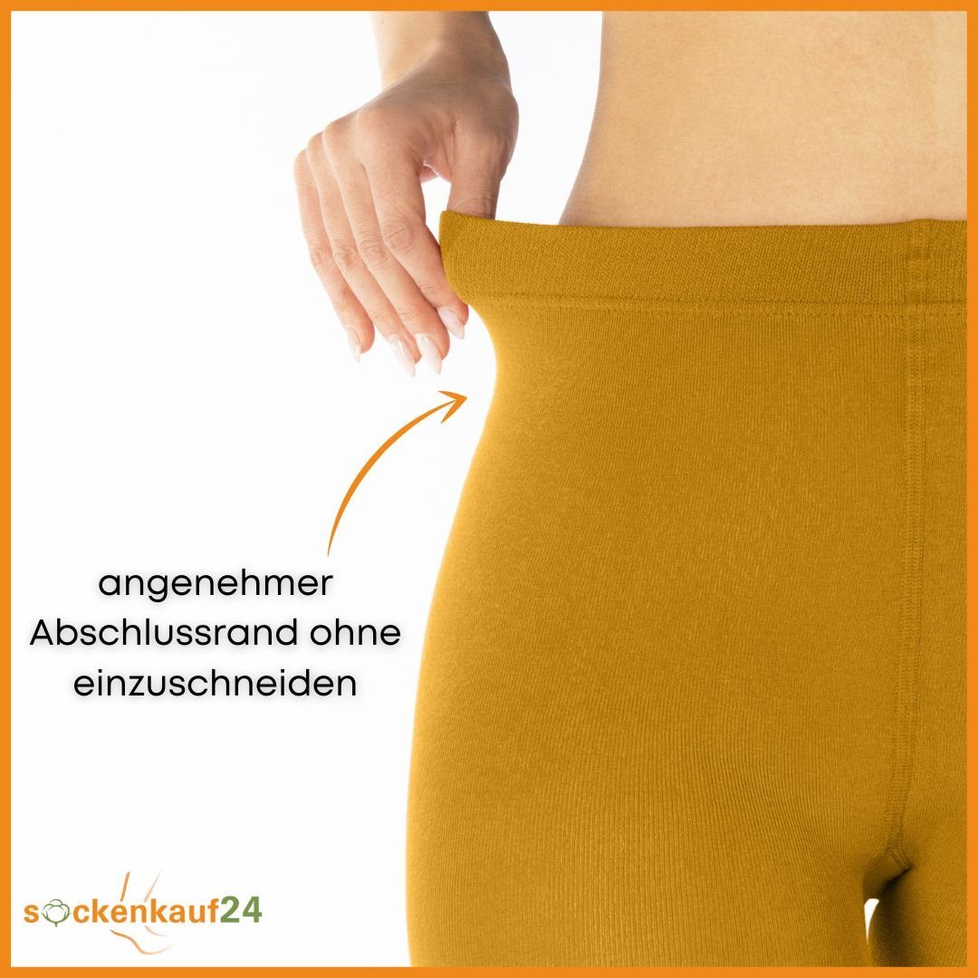 sockenkauf24 Thermostrumpfhose Damen Strumpfhose mit Innenfleece in 10 Farben (Ocker 38-40) extra warm Winter Strumpfhose WP – Bild 5 von 5