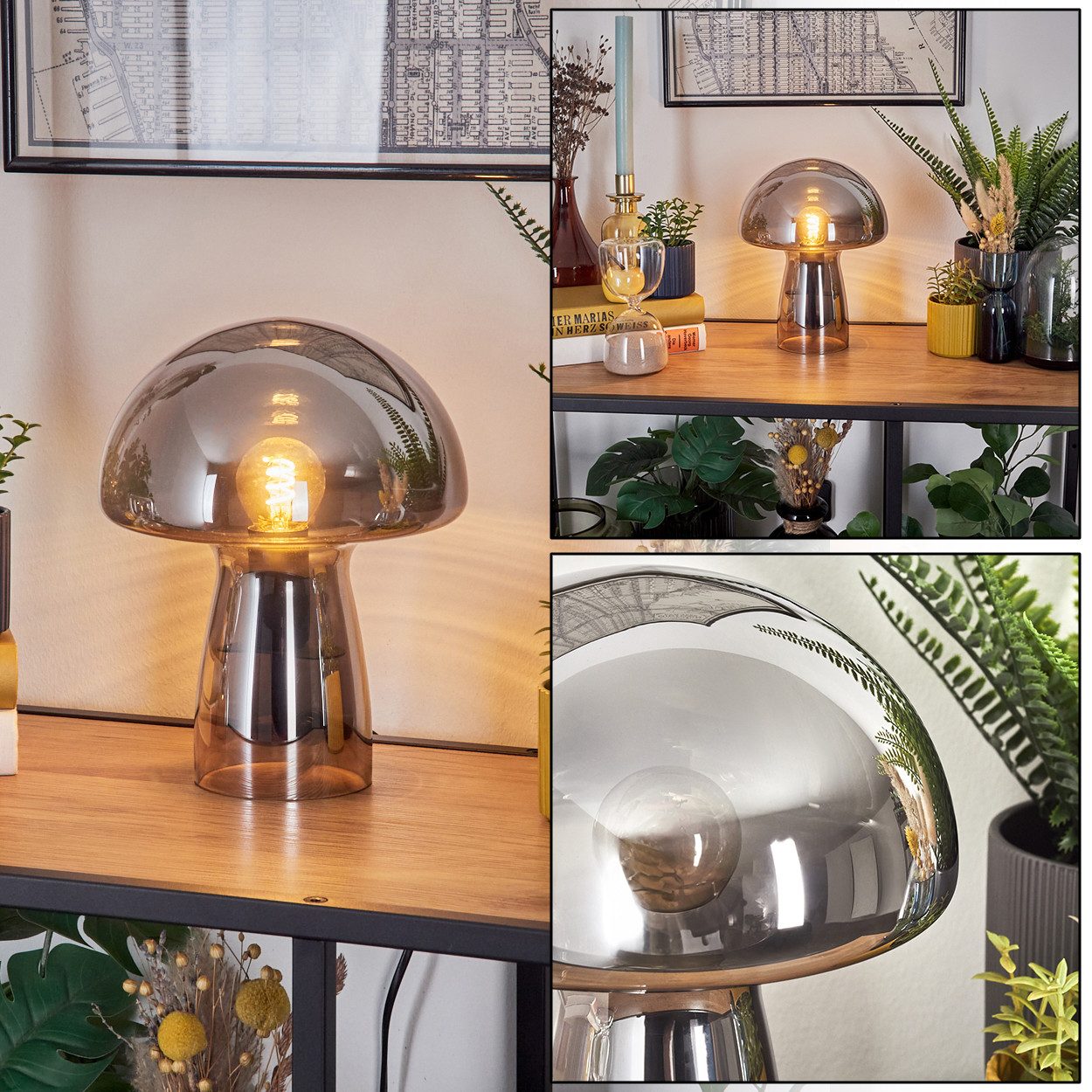 hofstein Tischleuchte Tischlampe aus Metall/Glas in günstig online kaufen