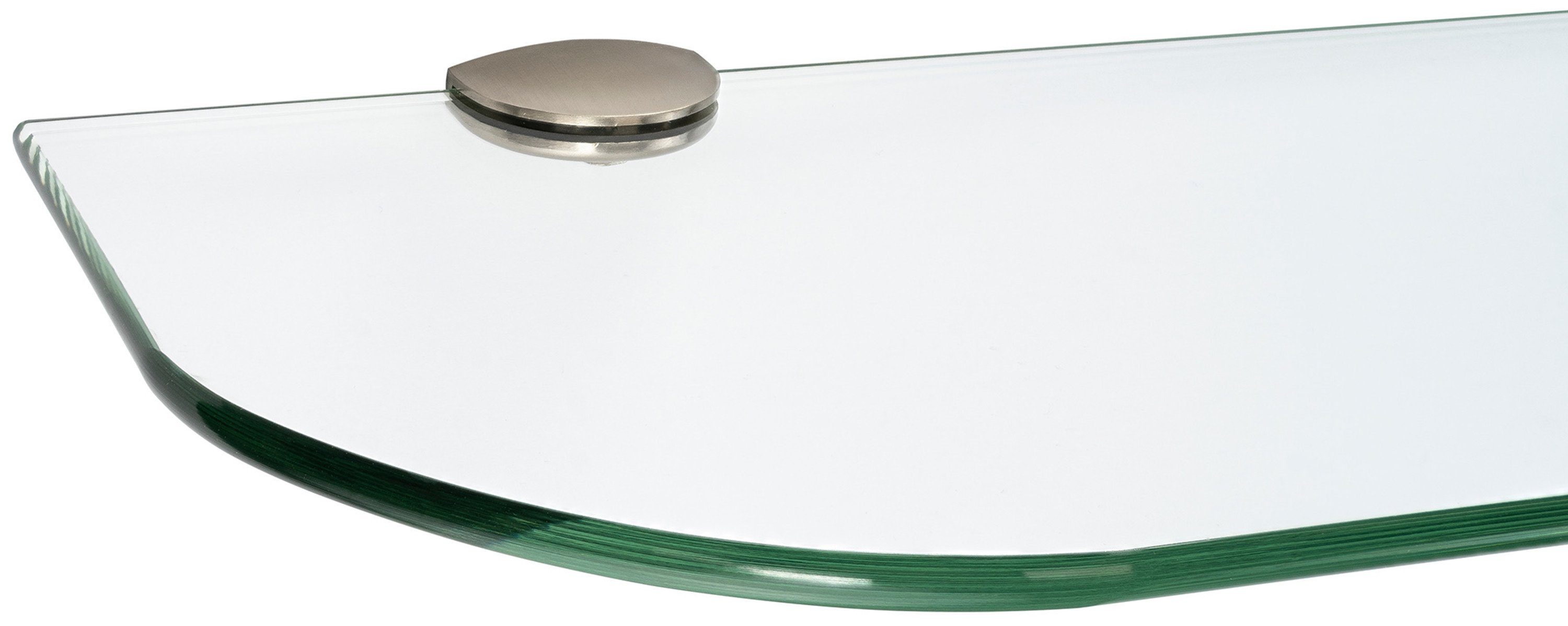 ib style Wandregal Glasregal 6mm klar 40 x 15 cm + Clip ROMY Edelstahloptik, Glasboden aus ESG-Sicherheitsglas - Wandregal