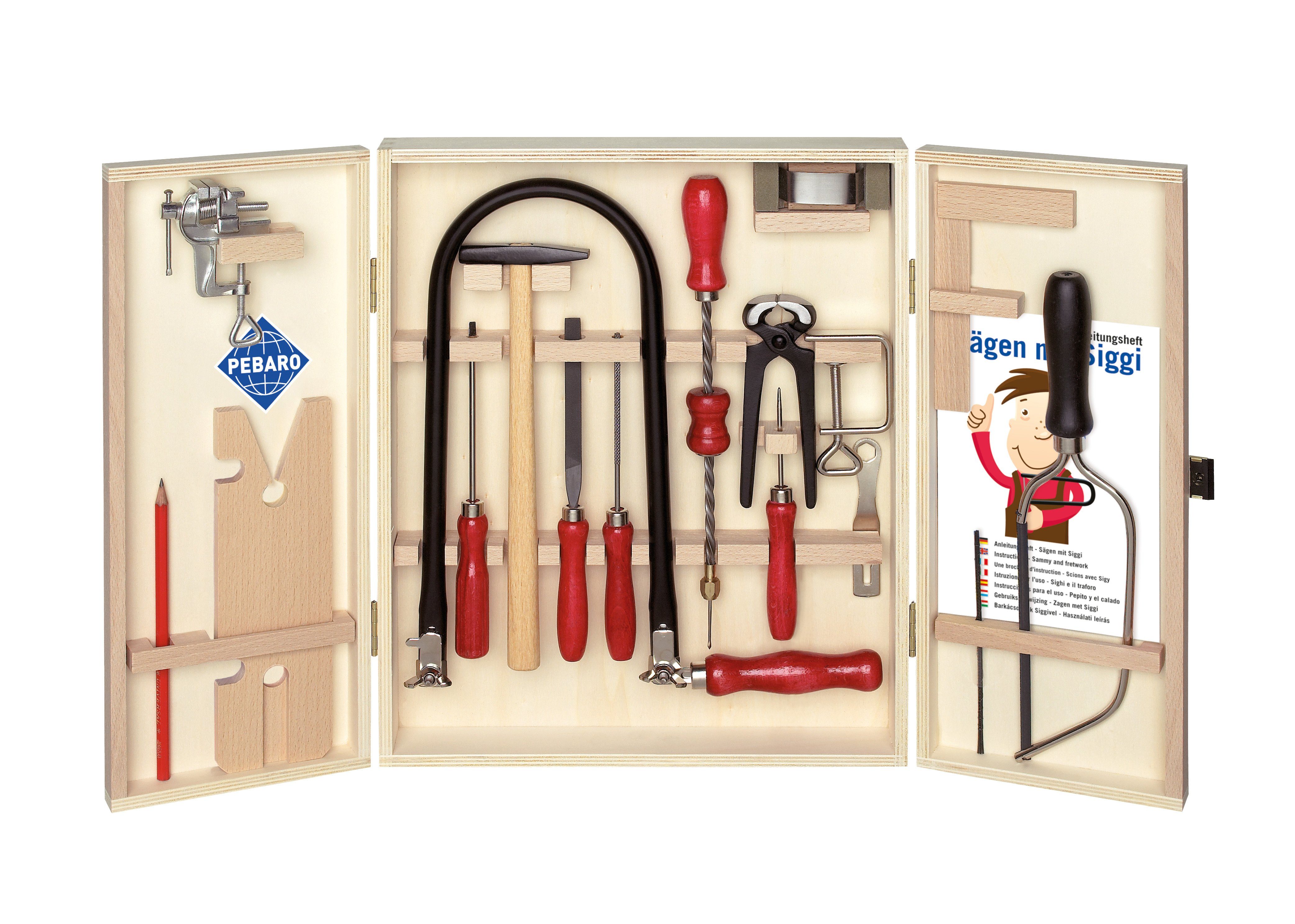 Kinder-Werkzeug-Set 24 Teile, Öko-Laubsägeschrank, 401S Pebaro