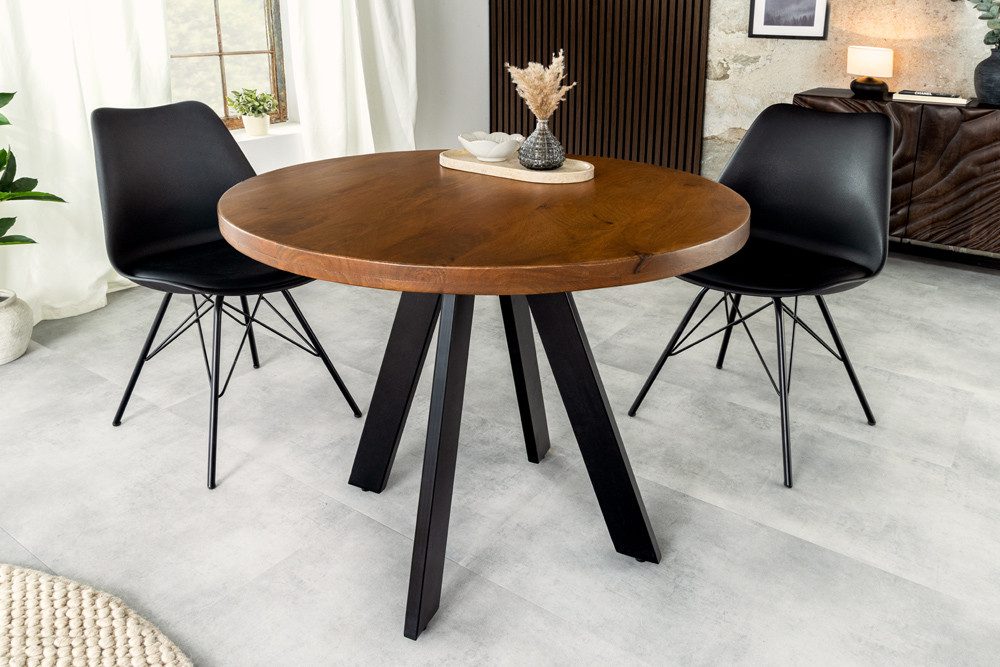 riess-ambiente Esstisch IRON CRAFT 80cm braun/schwarz - Mango-Massivholz, Metall, Lack, rund (Einzelartikel, 1-St), Industrial Design & bis zu 3 Personen - ideal für Wohn- und Esszimmer