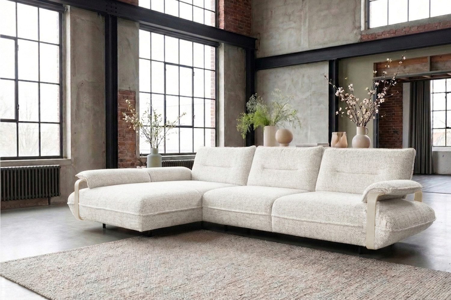 KAWOLA Ecksofa ANISSA – Manuelle Sitztiefenverstellung – Modern & Komfortabel, Eckcouch mit Chenille-Bezug – Longchair, Federkern, hoher Sitzkomfort