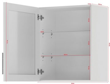 IMPULS KÜCHEN Glashängeschrank "Prag", Breite/Höhe: 60/72,3 cm vormontiert, mit Soft-Close, mit Glasdrehtür