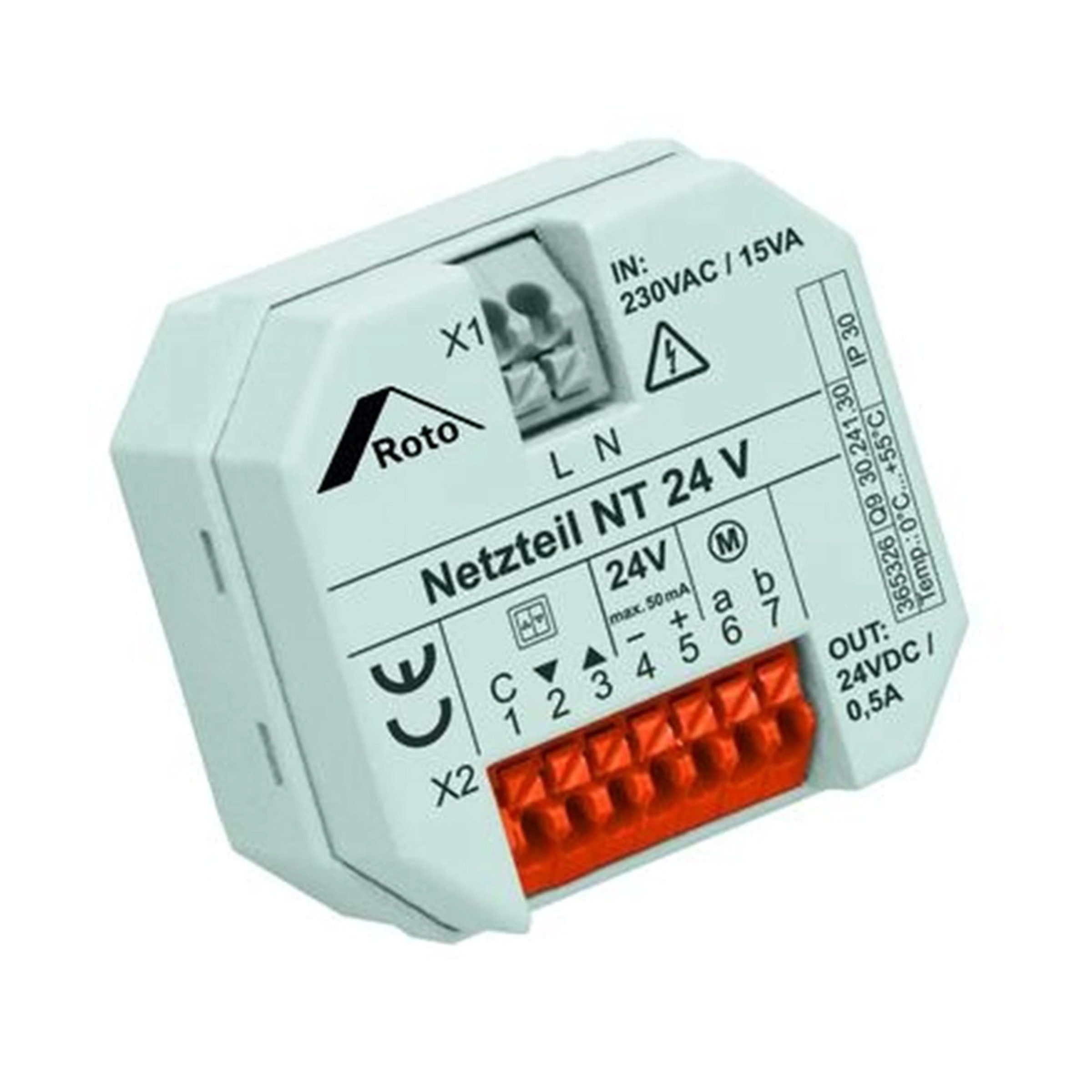 Roto Roto 365326 Netzteil ZEL STG NT24V - Transformator 230V auf 24V 0,5A AC/DC-Einbaunetzteil