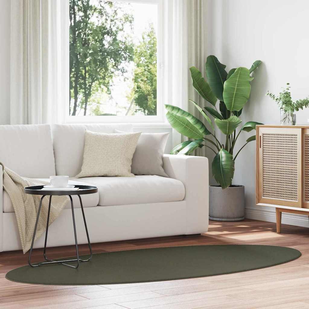 vidaXL Teppich Bereichsteppiche HUARTE Waldgrün 100 x 200 cm 100 %Polyester, Oval