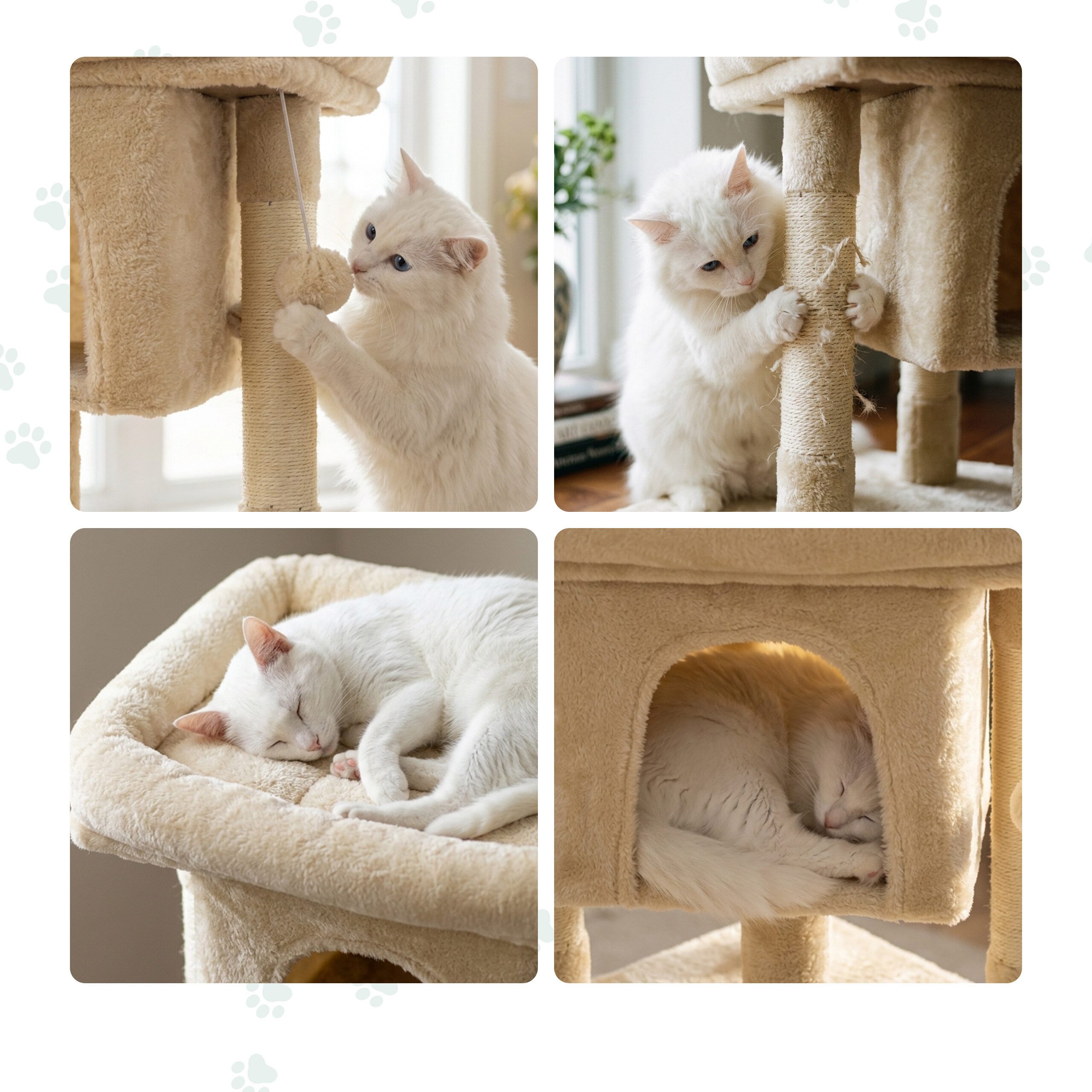 relaxdays Kratzbaum mit Höhle & Aussichtsplattform, Beige