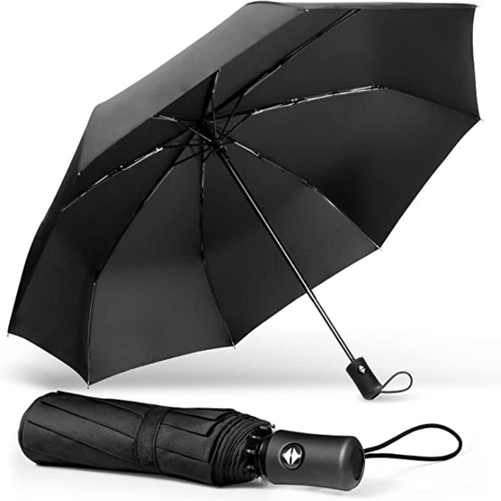 GelldG Taschenregenschirm Regenschirm, winddicht, automatisch, zusammenklappbar, mit Knopf | Taschenschirme