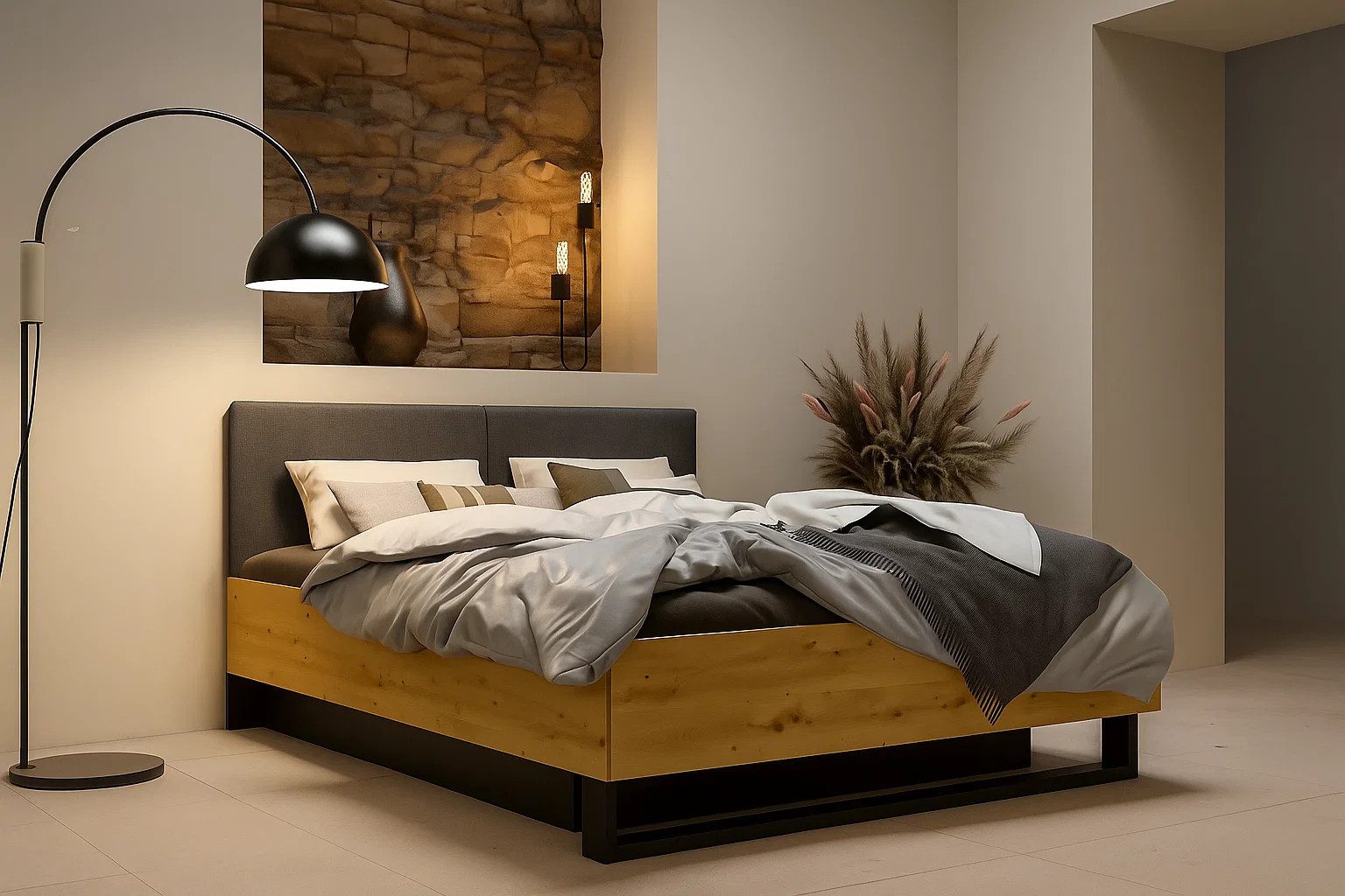 Home affaire Polsterbett PERY Bettgestell 160x200 mit gepolstertem Kopfteil günstig online kaufen