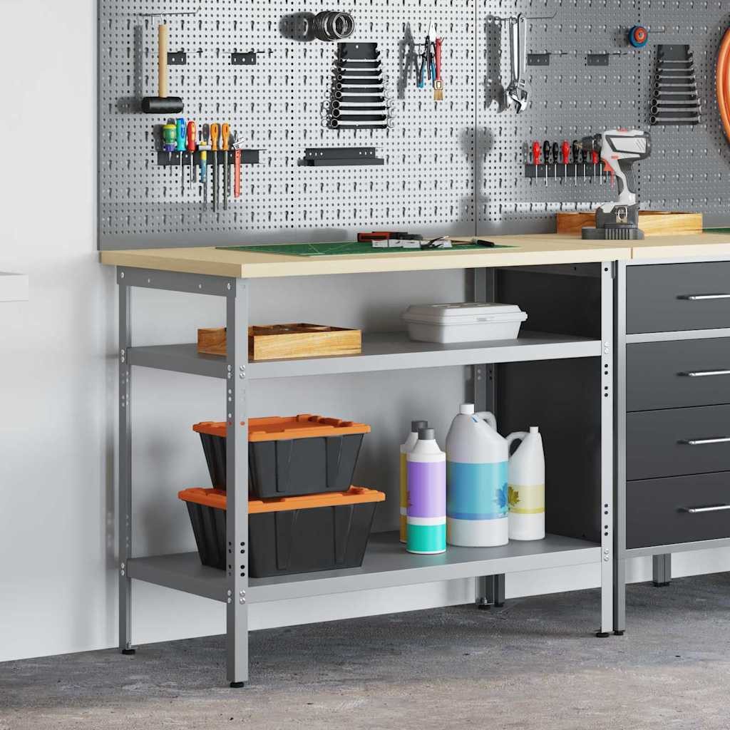 vidaXL Werkbank Arbeitstisch Grau 100 x 55 x 85 cm Pulverbeschichteter Stahl, (1-tlg)