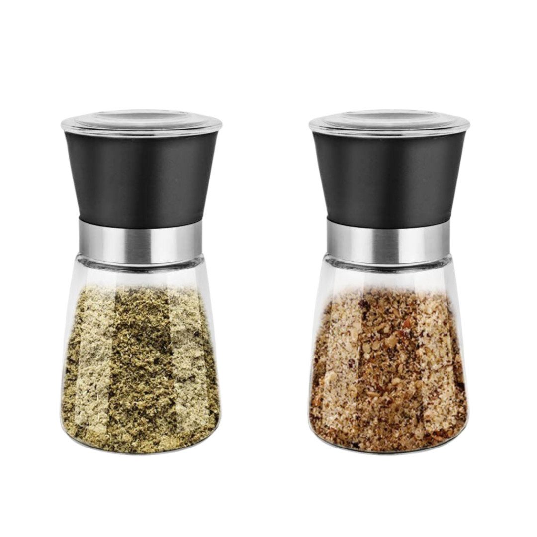 FOUORTUNATE-BEE Pfeffermühle Salz und Pfeffermühle Set Edelstahl Gewürzmühle Manuell 2er Set, (2 Stück), Edelstahl Pfeffer und Salz Mühle Set Manuell Gewürzmühle 2 Stück